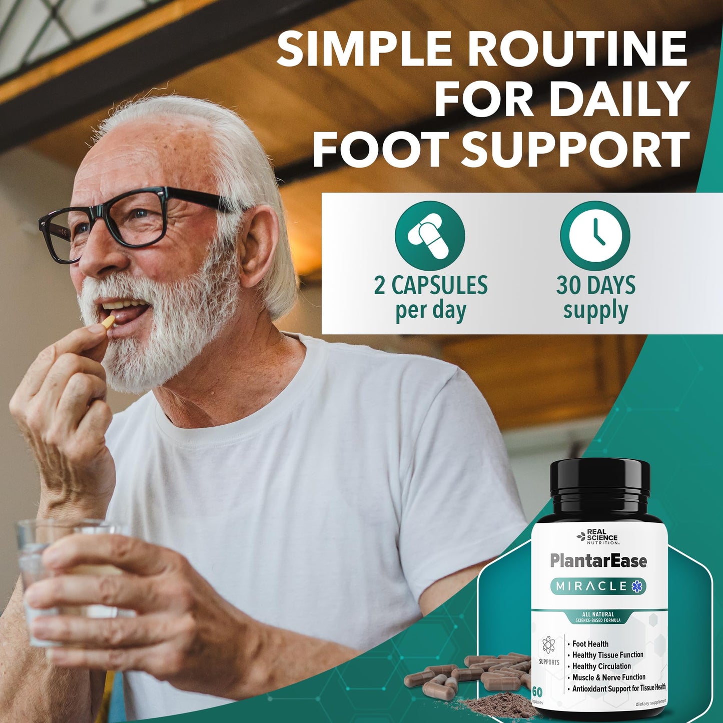 Real Science Nutrition PlantarEase Miracle Foot Support Capsule 60 Count
