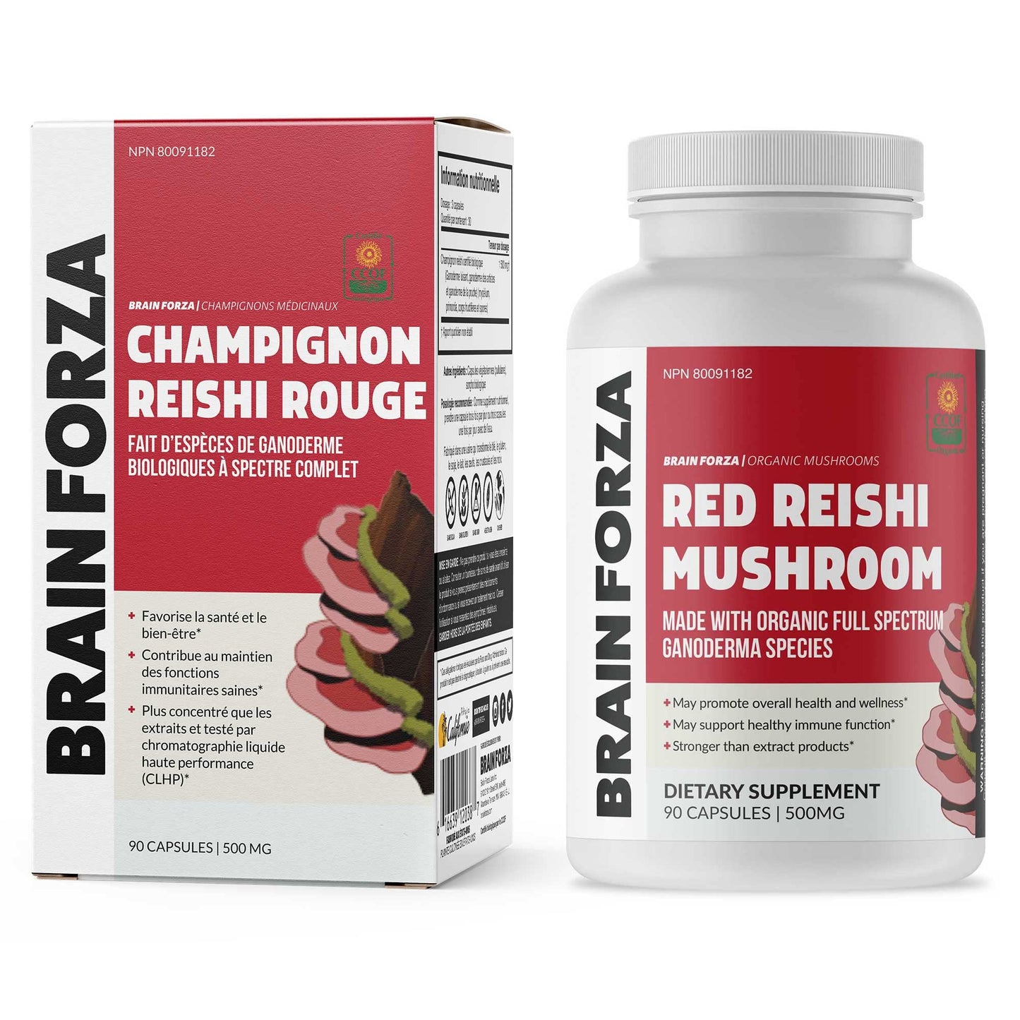 Brain Forza Organic Red Reishi Mushroom Capsules - 90 Count