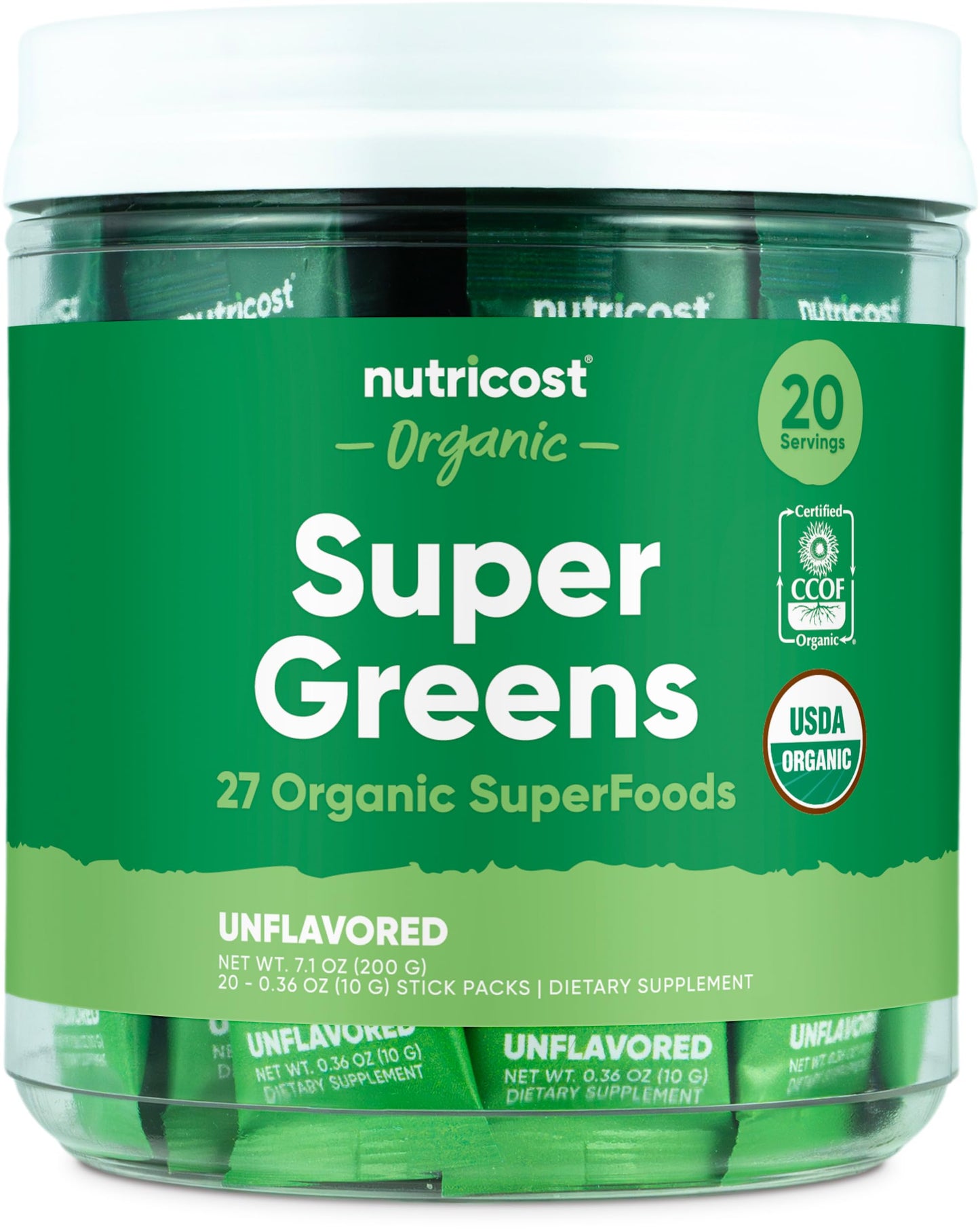Nutricost Organic Super Greens (Unflavored) Powder 7.1 Ounce
