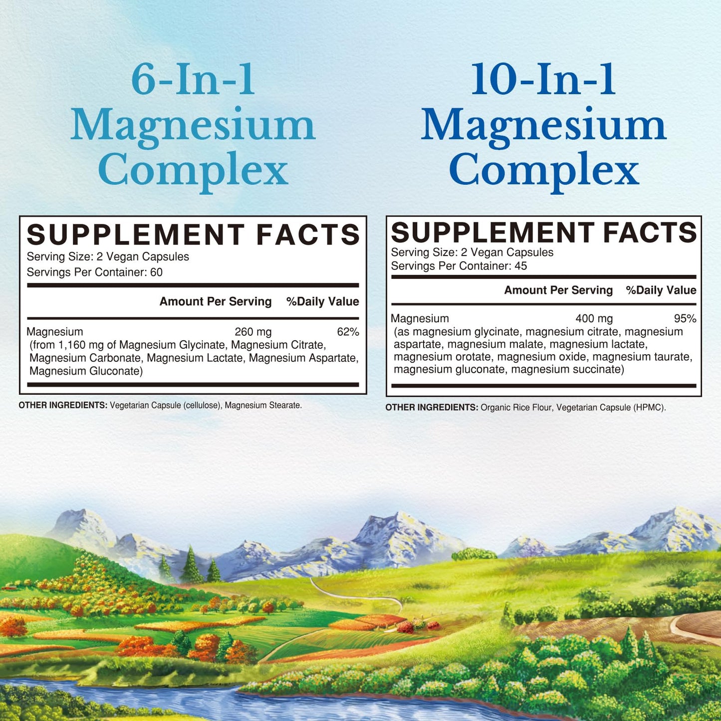 Vitalitown Magnesium Bundle (6-in-1 & 10-in-1 Magnesium Complex) 210 Capsules