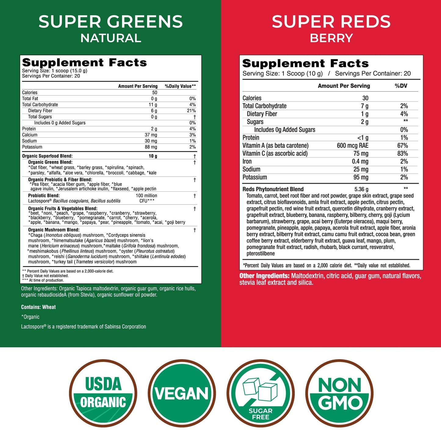Country Farms Essential Pack Super Greens Powder and Super Reds, 17.7 oz, 2 Pack