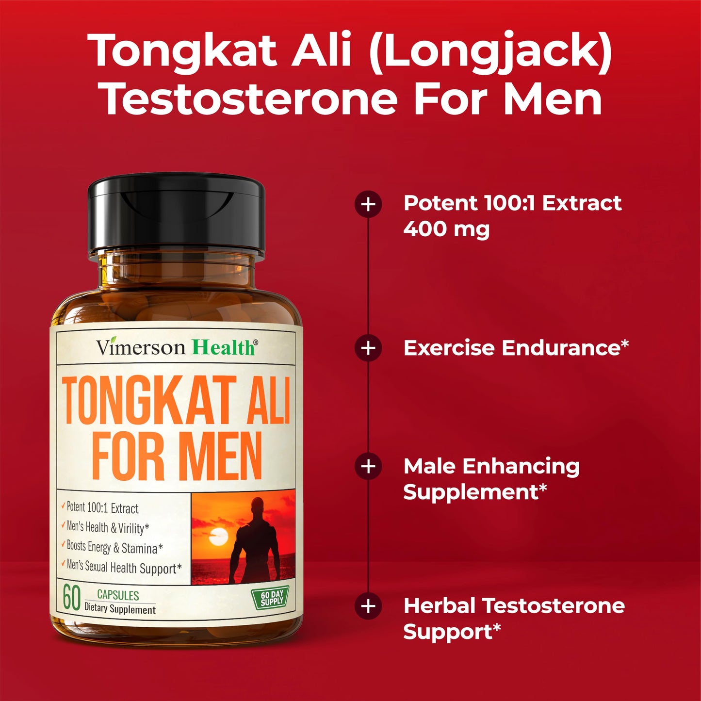 Vimerson Health Longjack Tongkat Ali 100:1 Extract Capsules, 60 Count