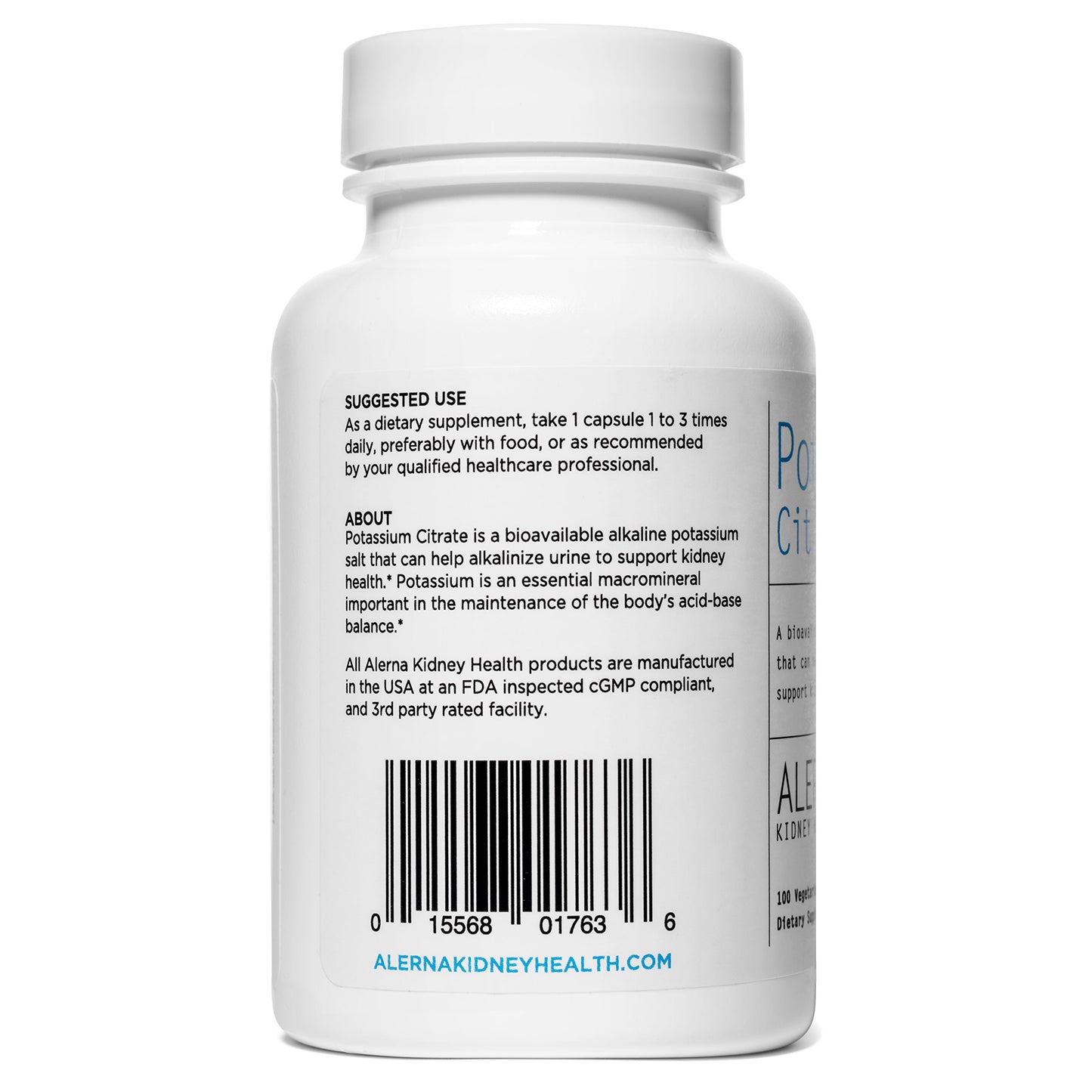 Alerna Kidney Health Potassium Citrate 99 mg Dietary Supplement – Potassium Mineral Supplement for Electrolyte Balance and Normal pH Support Capsules, Pack of 3