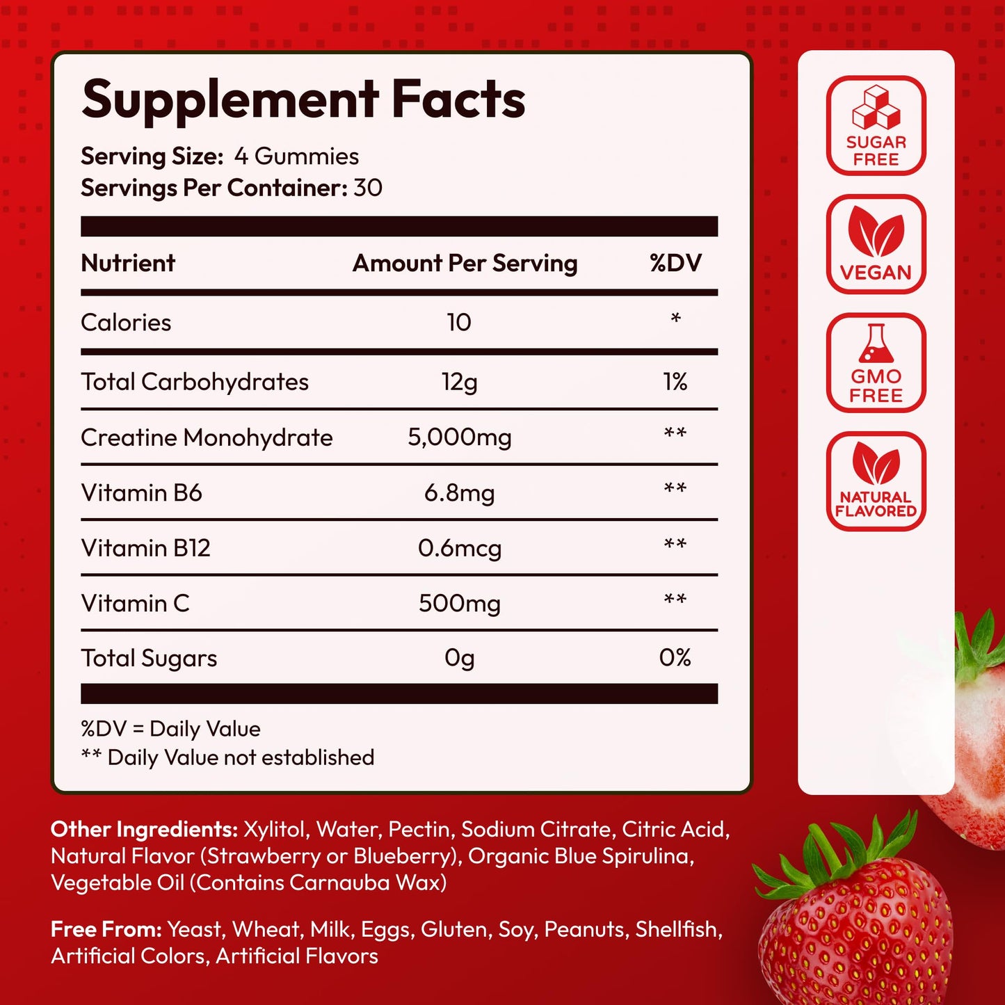 Premium Select Nutrition Creatine Monohydrate Gummies 120 Count