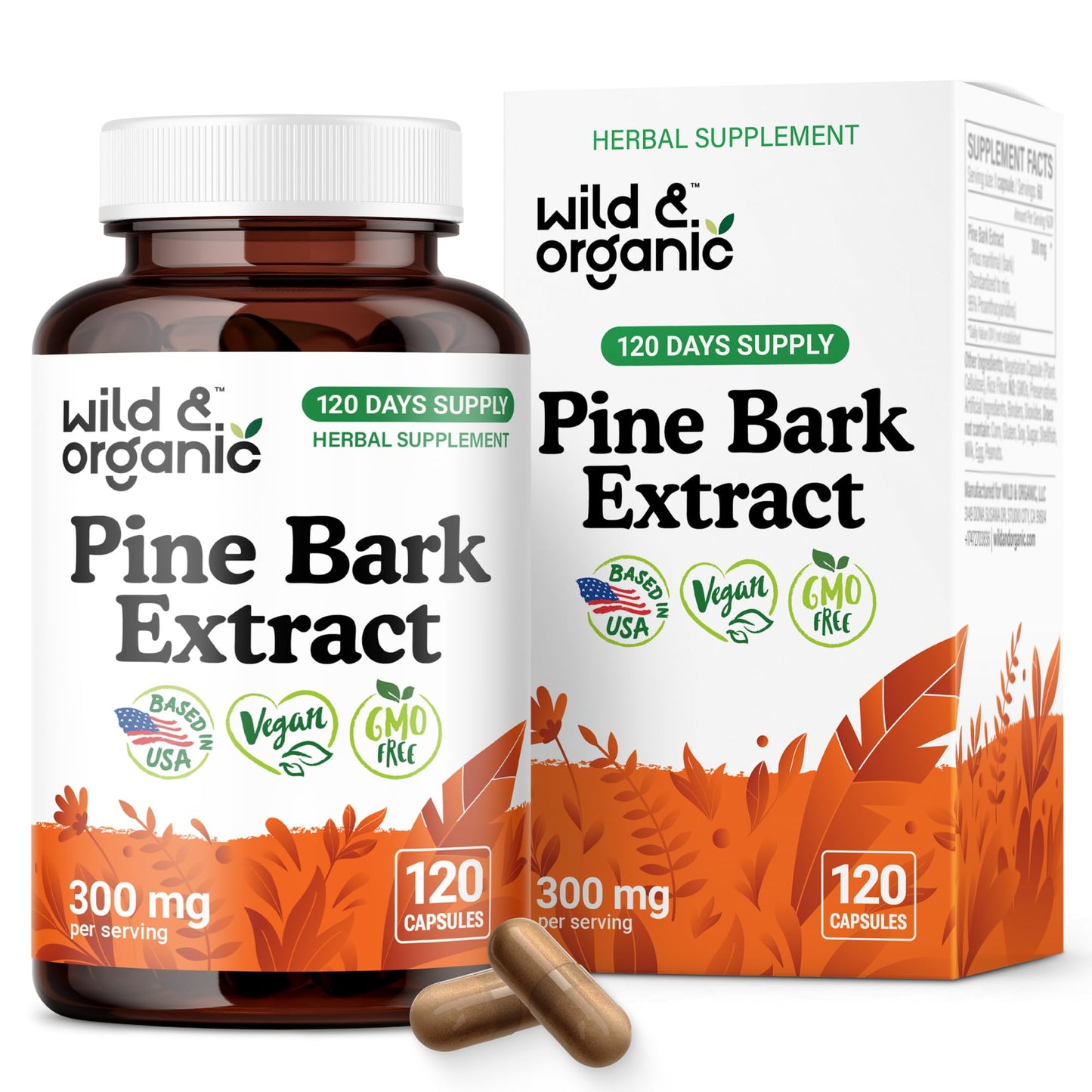 Wild & Organic Pine Bark Extract Capsules 120 Count