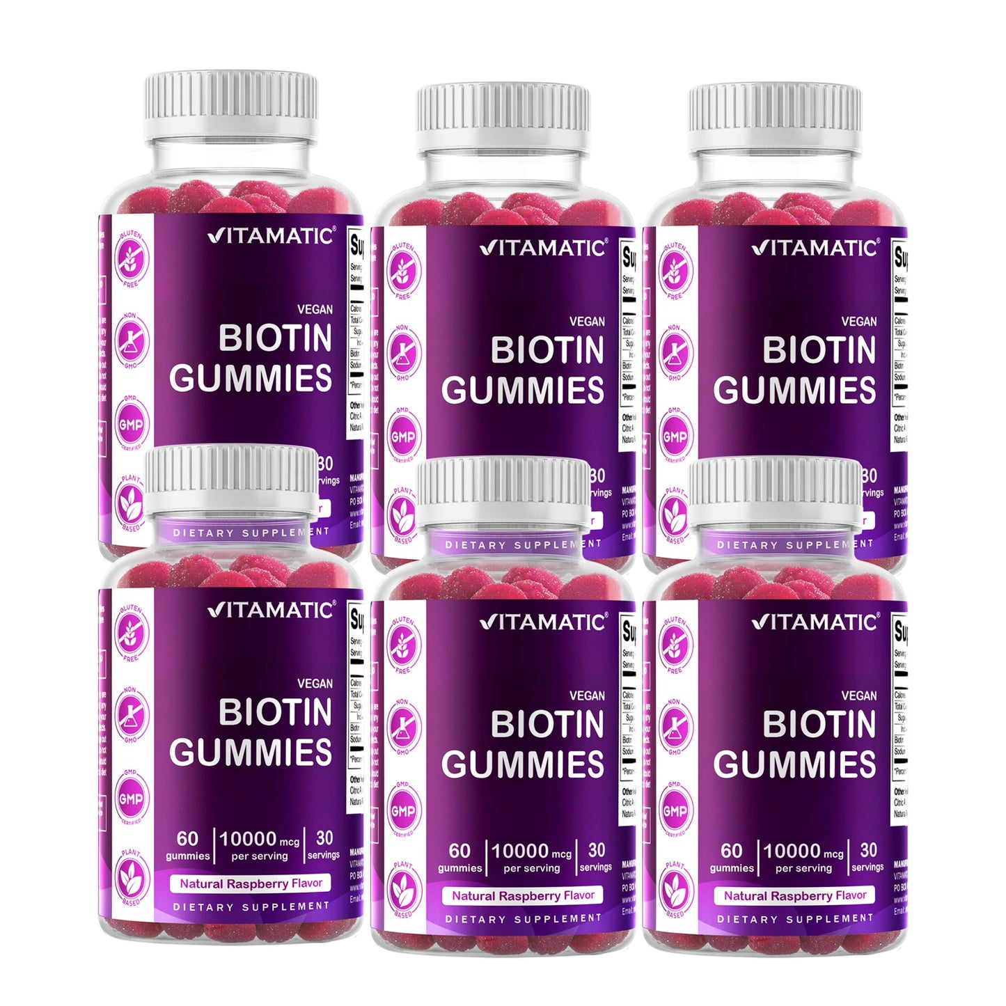 Vitamatic Biotin Gummies 10,000 mcg for Stronger Hair, Skin & Nails, 60 Gummies