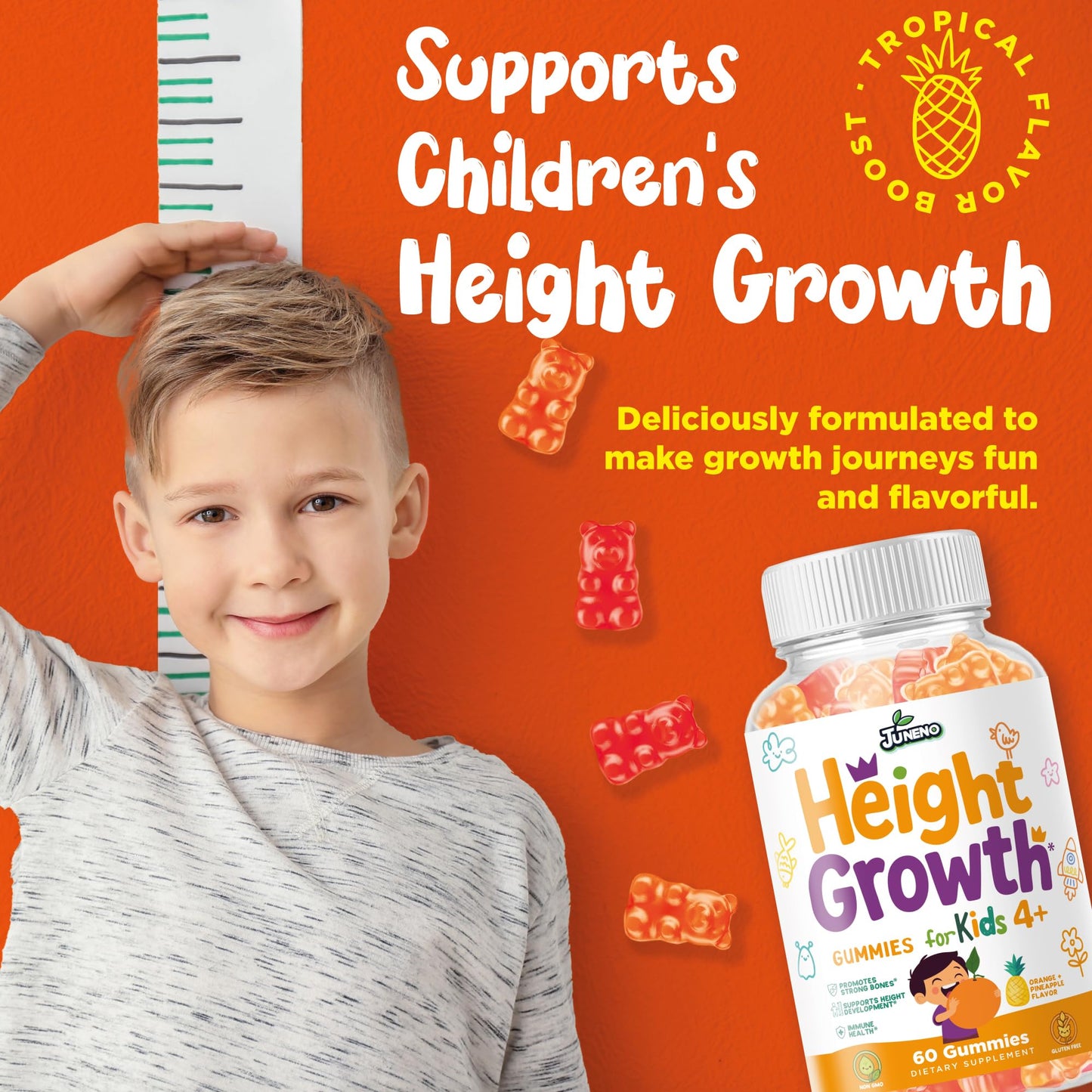 Juneno Height Growth Vitamins Gummies, 60 Count
