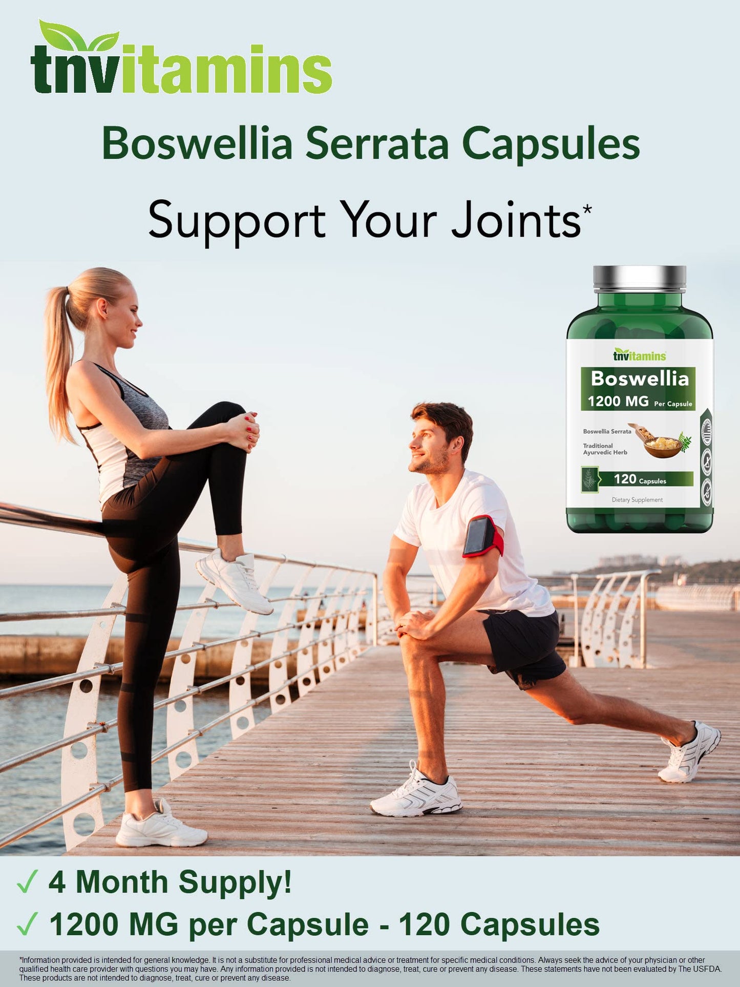 tnvitamins Boswellia Serrata 1200mg & Glucosamine, Chondroitin, MSM Complex 4000mg, 360 Capsules