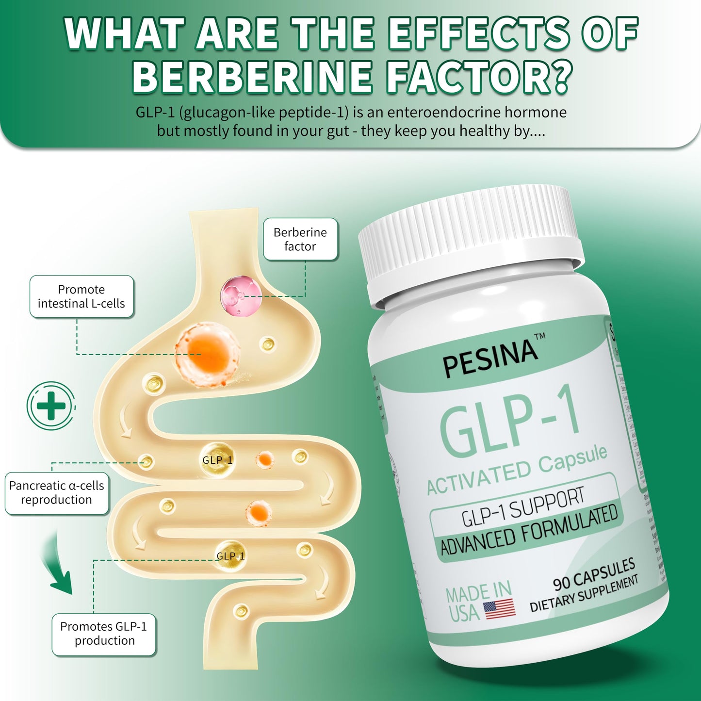 PESINA GLP-1 Supplement Capsule, 90 Capsules