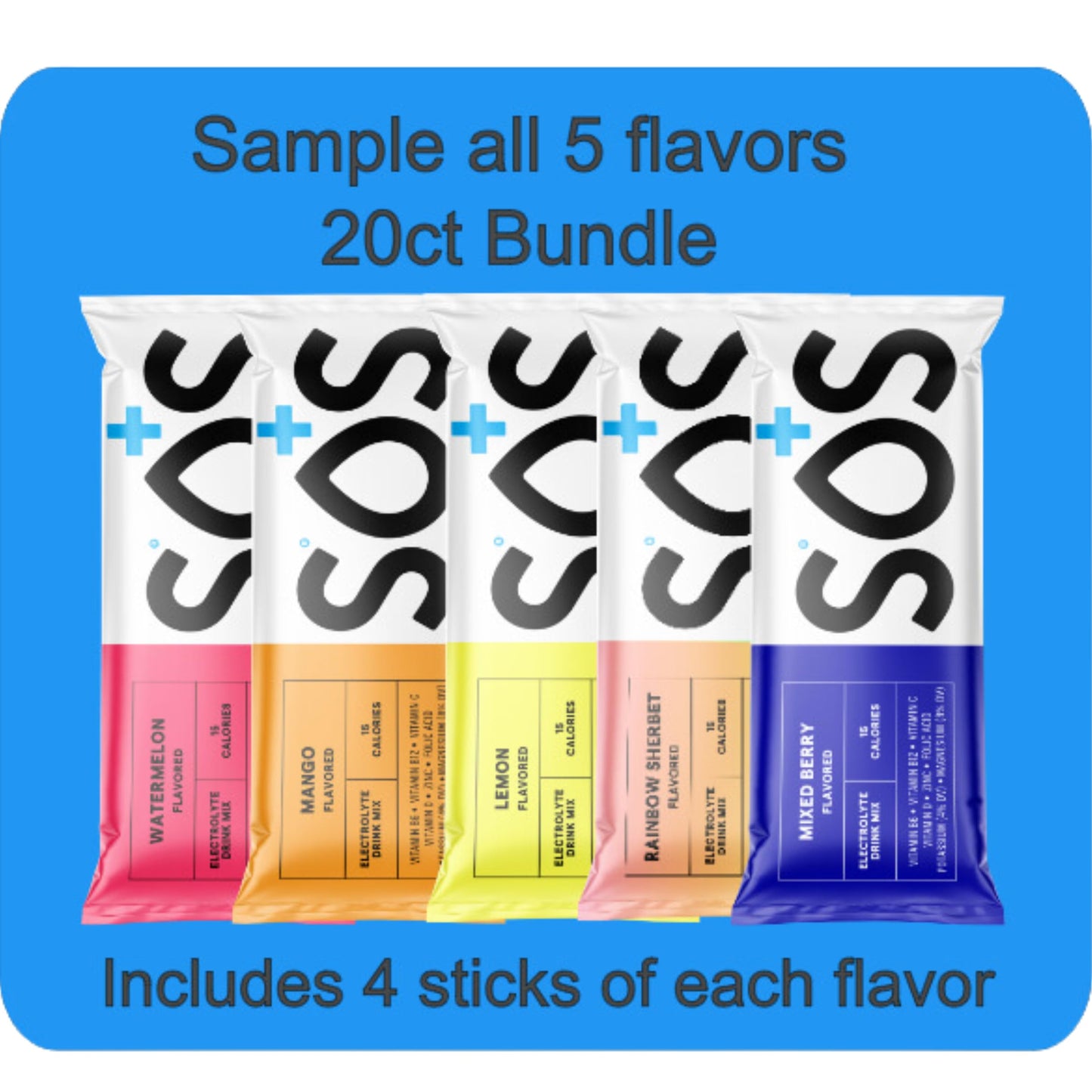 SOS Hydration Electrolyte Powder Packets, 3.38 oz (Pack of 4)