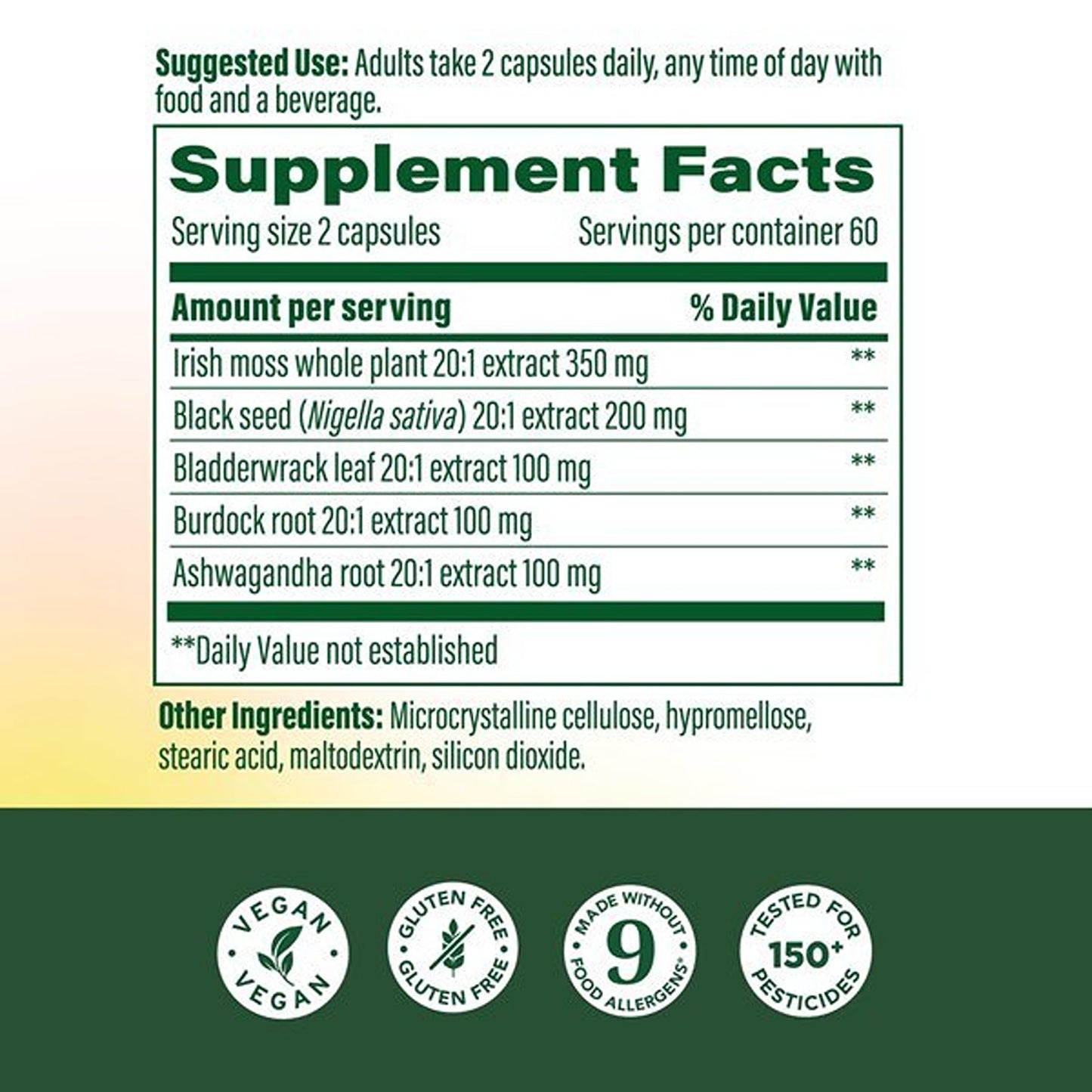 MegaFood Sea Moss Complex, Irish Sea Moss with Black Seed, 120 Capsules