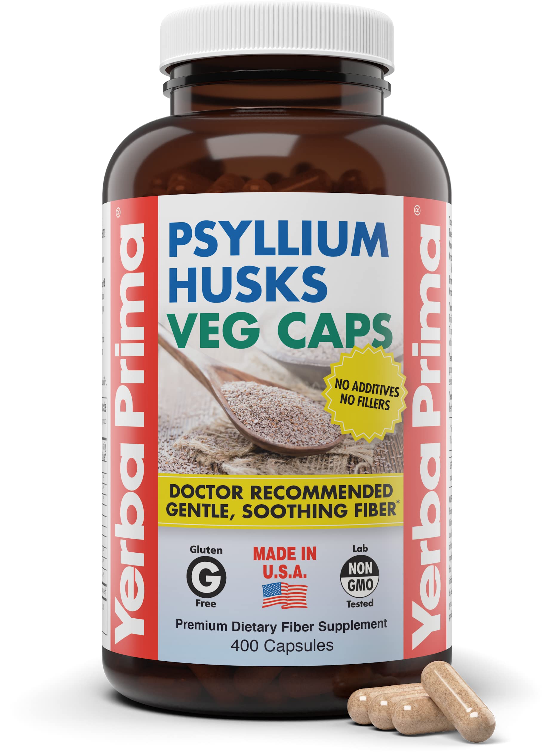 Yerba Prima Psyllium Husks Capsules, 400 Capsules