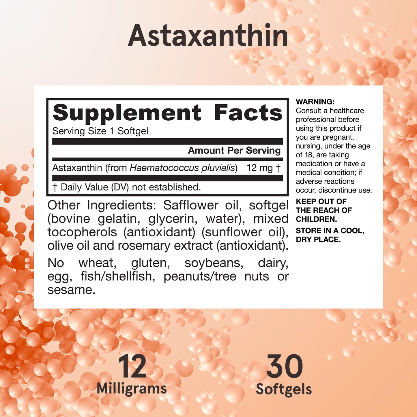 Jarrow Formulas Astaxanthin 12 mg Softgel, 30 Count