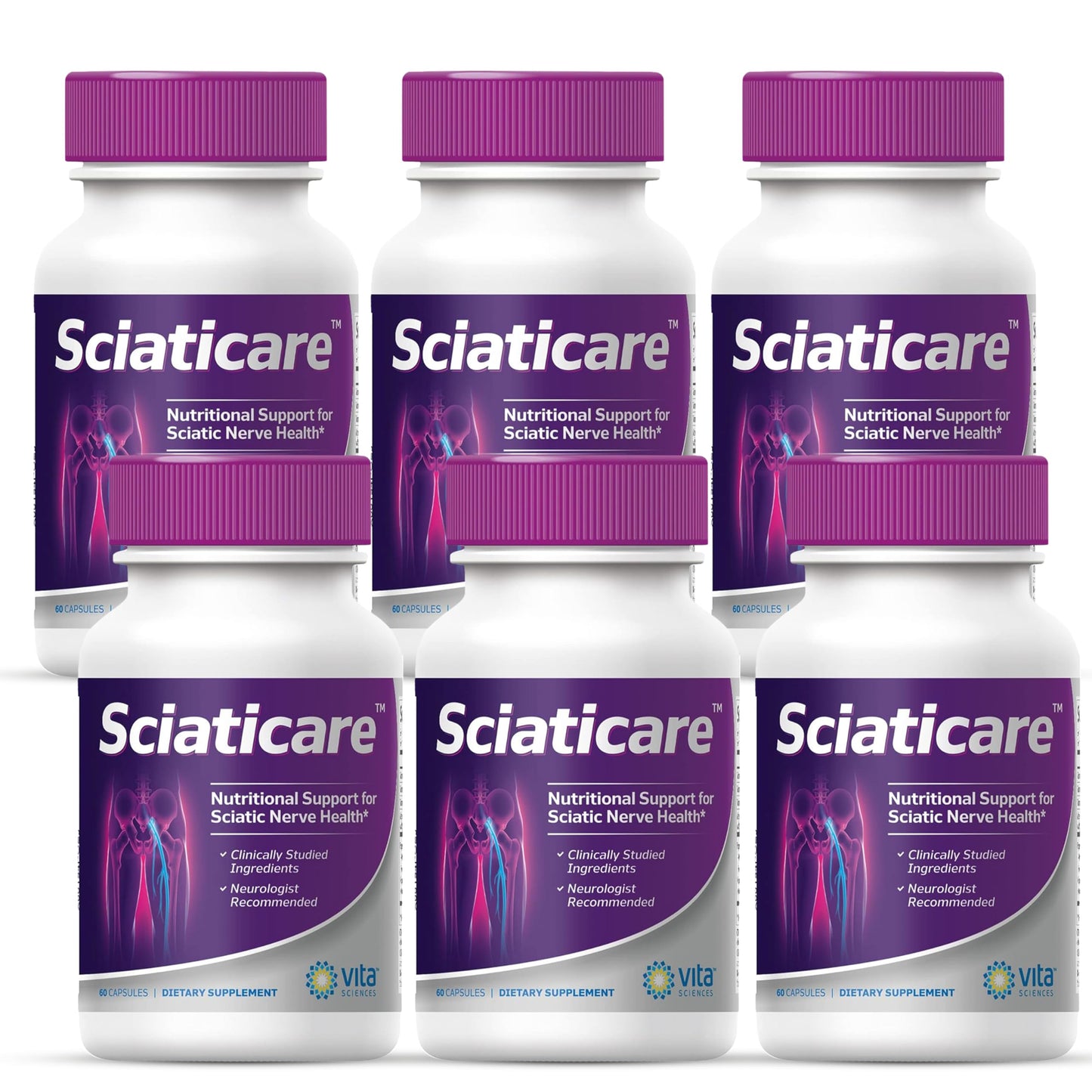 Vita Sciences Sciaticare Nerve Soothing Supplement Capsules, 60 Count