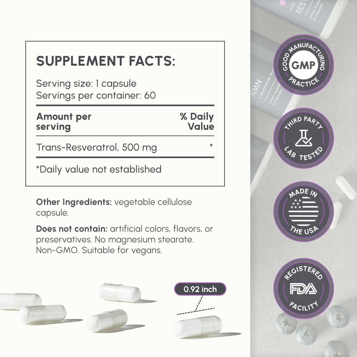 partiQlar Trans-Resveratrol 500mg Capsule 60 Veggie Capsules