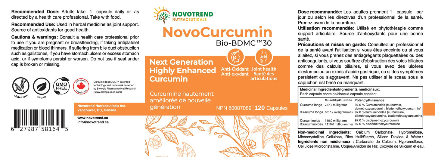 BIOBDMC NovoCurcumin Next Generation Highly Enhanced Curcumin Capsule, 120 Count