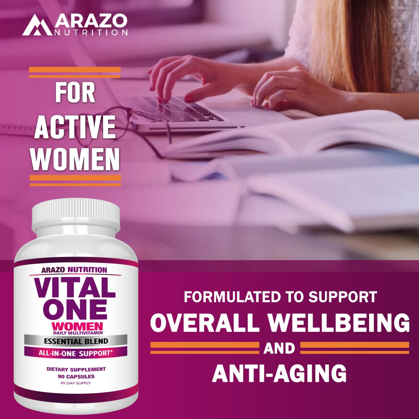 Arazo Nutrition Vital One Multivitamin for Women Capsule, 90 Capsules