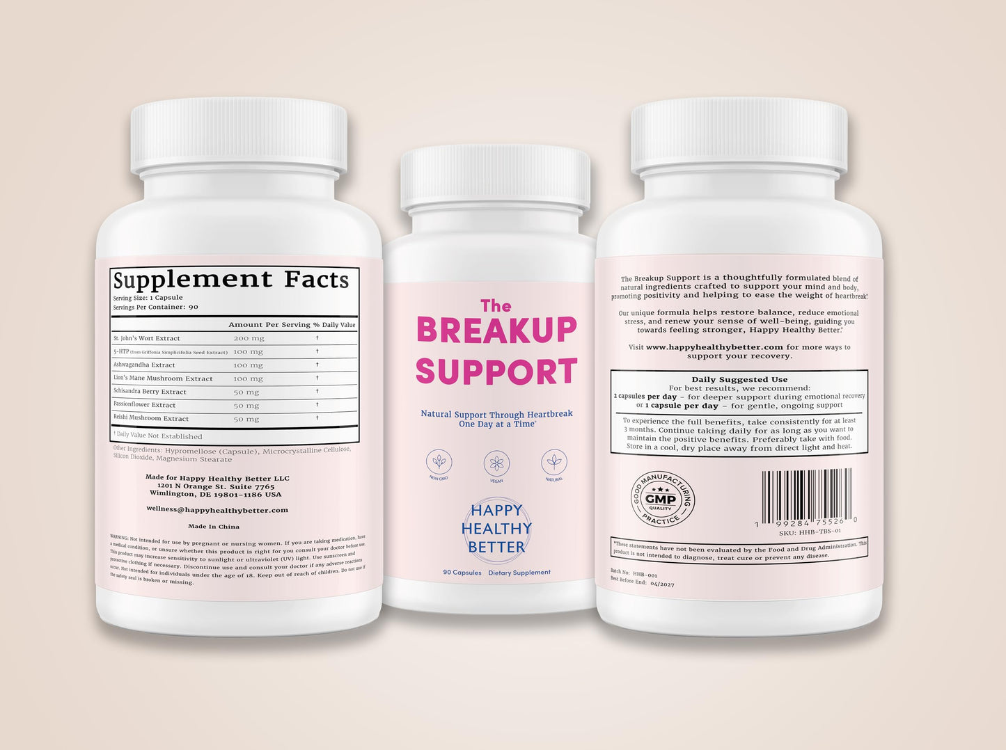 Happy Healthy Better The Breakup Support – Emotional Wellness & Stress Support Supplement 90 Capsules