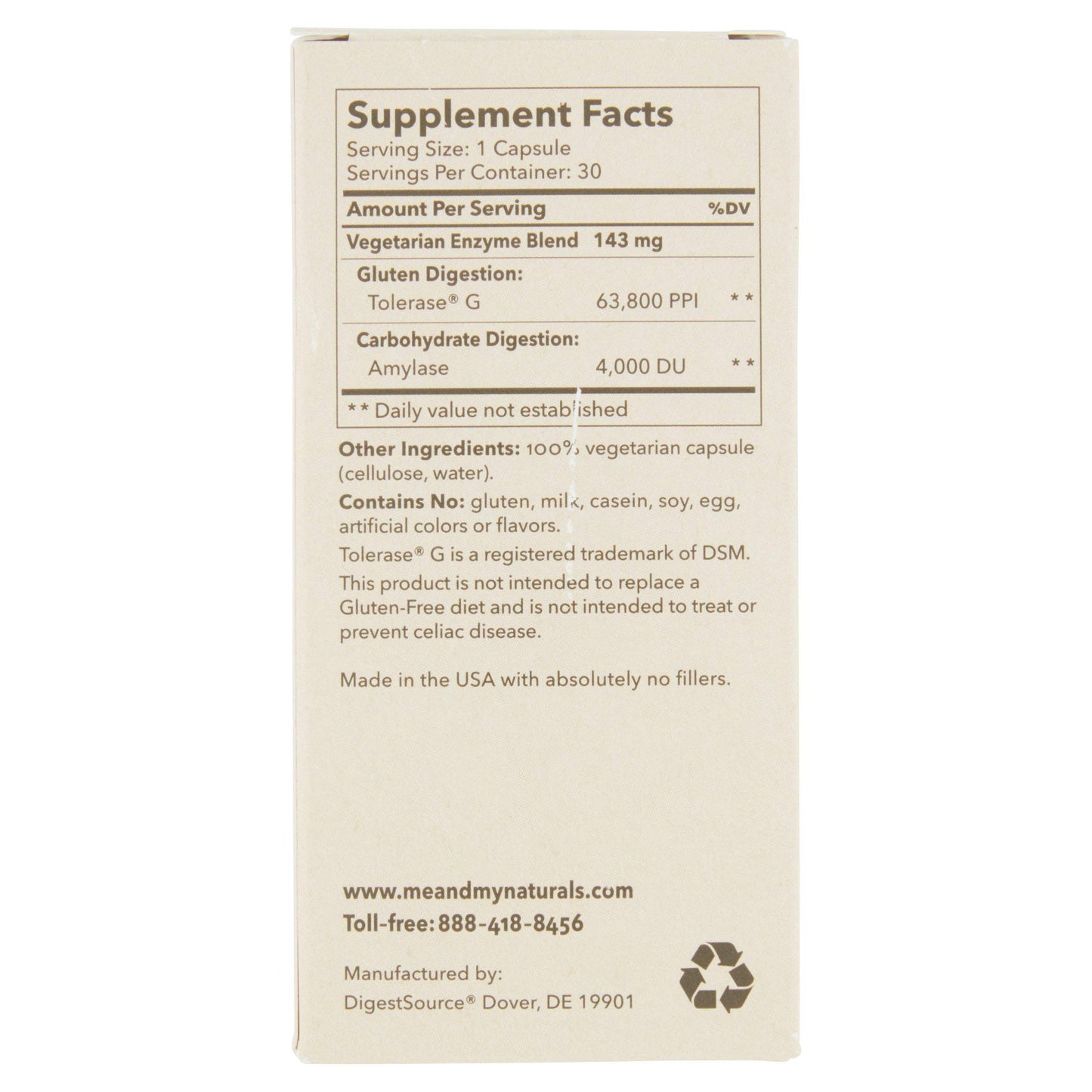 Me + My Gluten Assist Dietary Enzyme Capsule, 30 Count