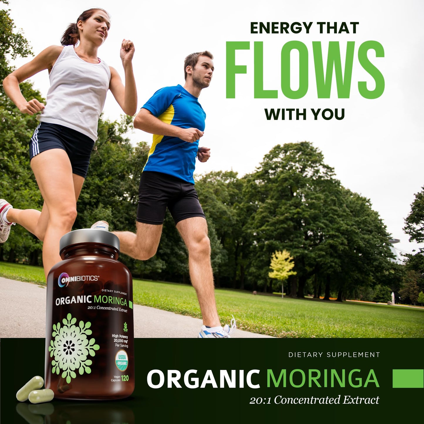 OmniBiotics Organic Moringa Capsules 1000mg Per Serving, 120 Count