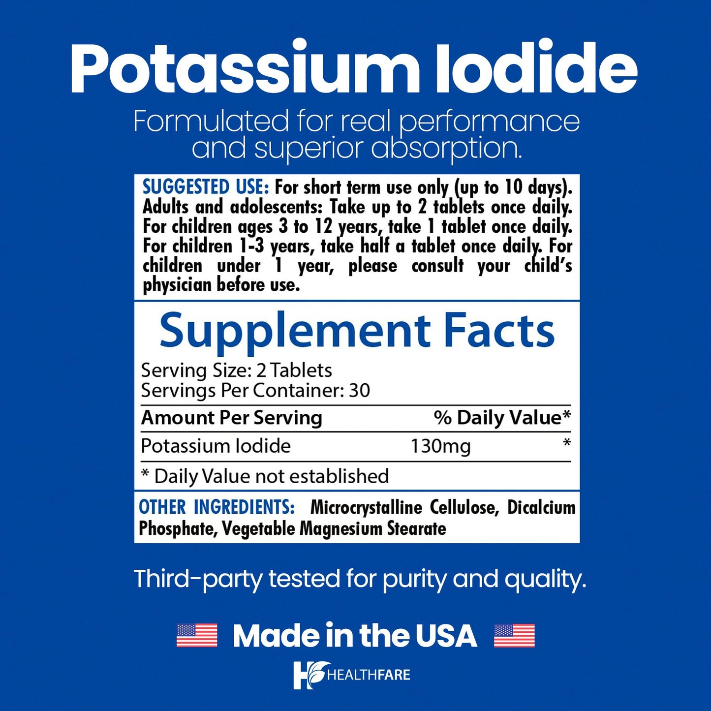 HealthFare Potassium Iodide Tablets 360 Tablets