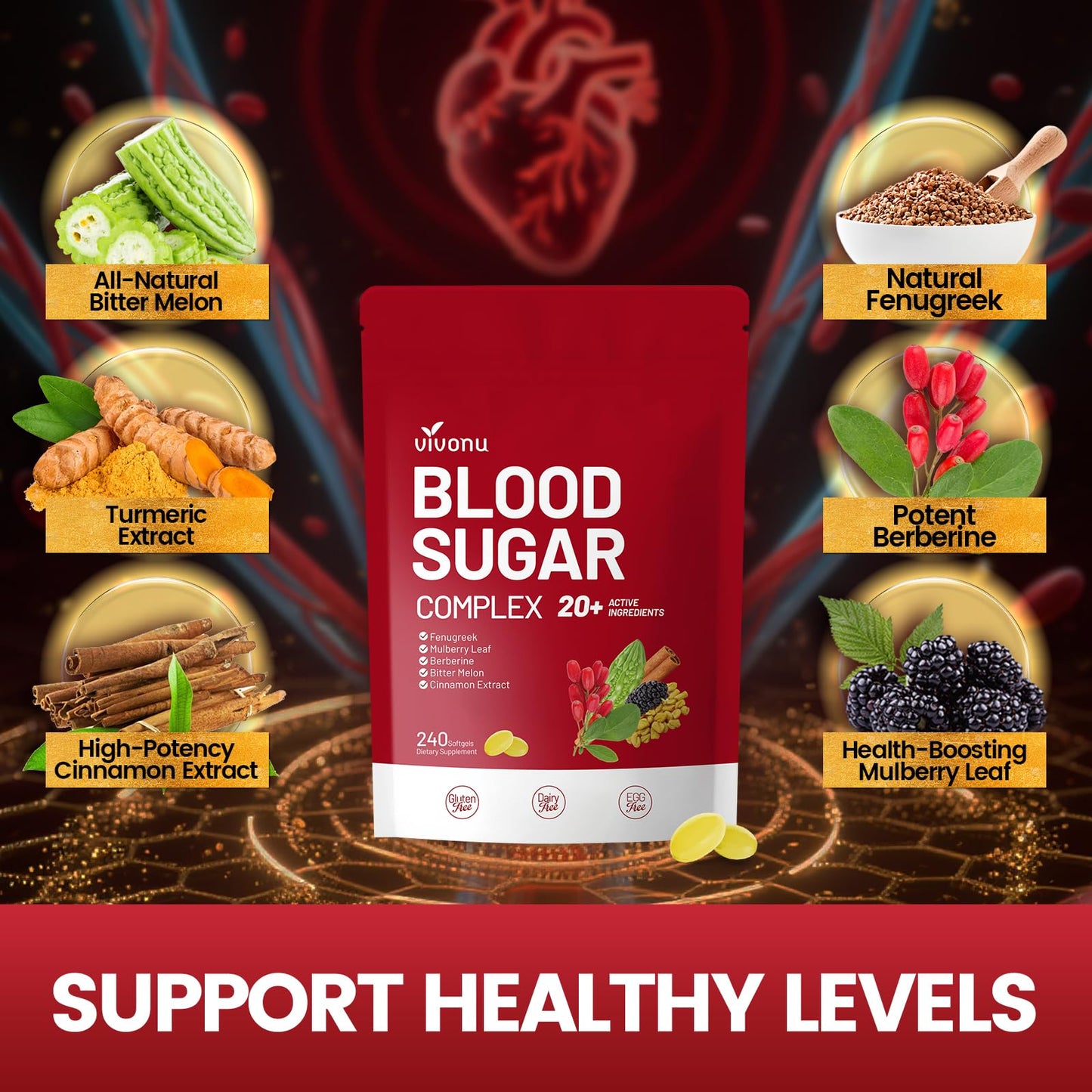 VivoNu Blood Sugar Complex Supplement Capsule, 240 Count