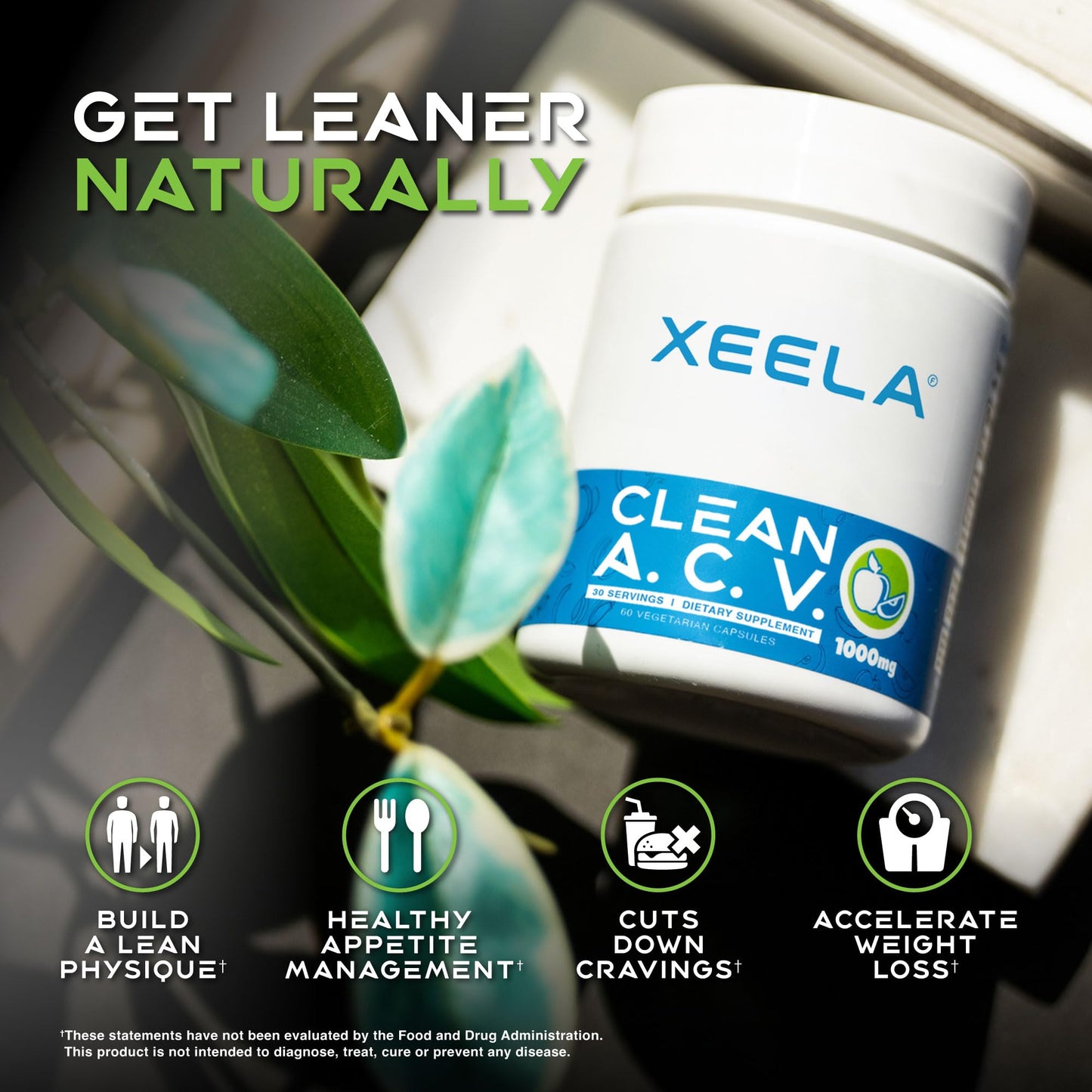 XEELA Apple Cider Vinegar Capsules with The Mother, Appetite & Craving Support and Weight Management, 90 Capsules