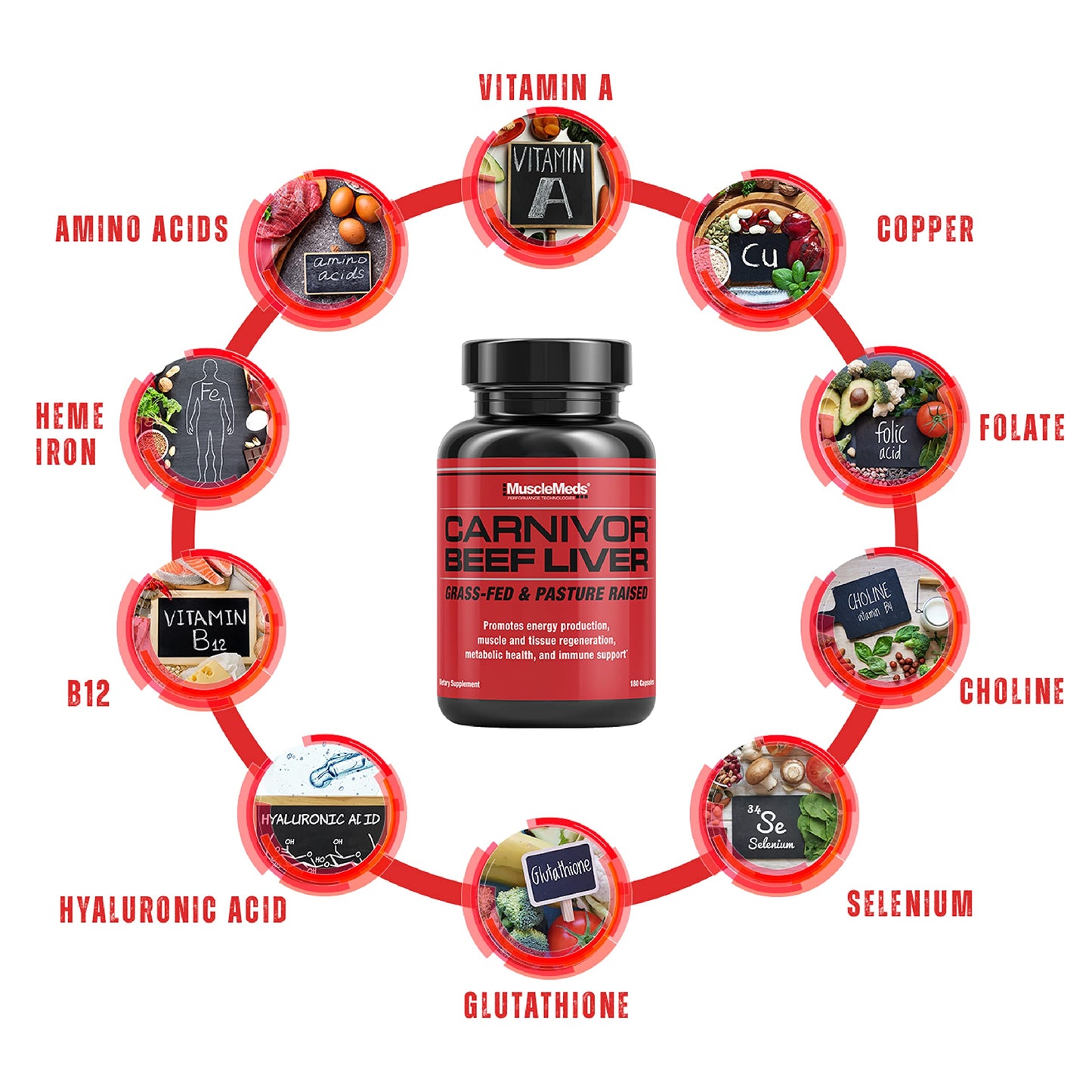 MuscleMeds Carnivor Beef Liver Capsules, 180 Capsules