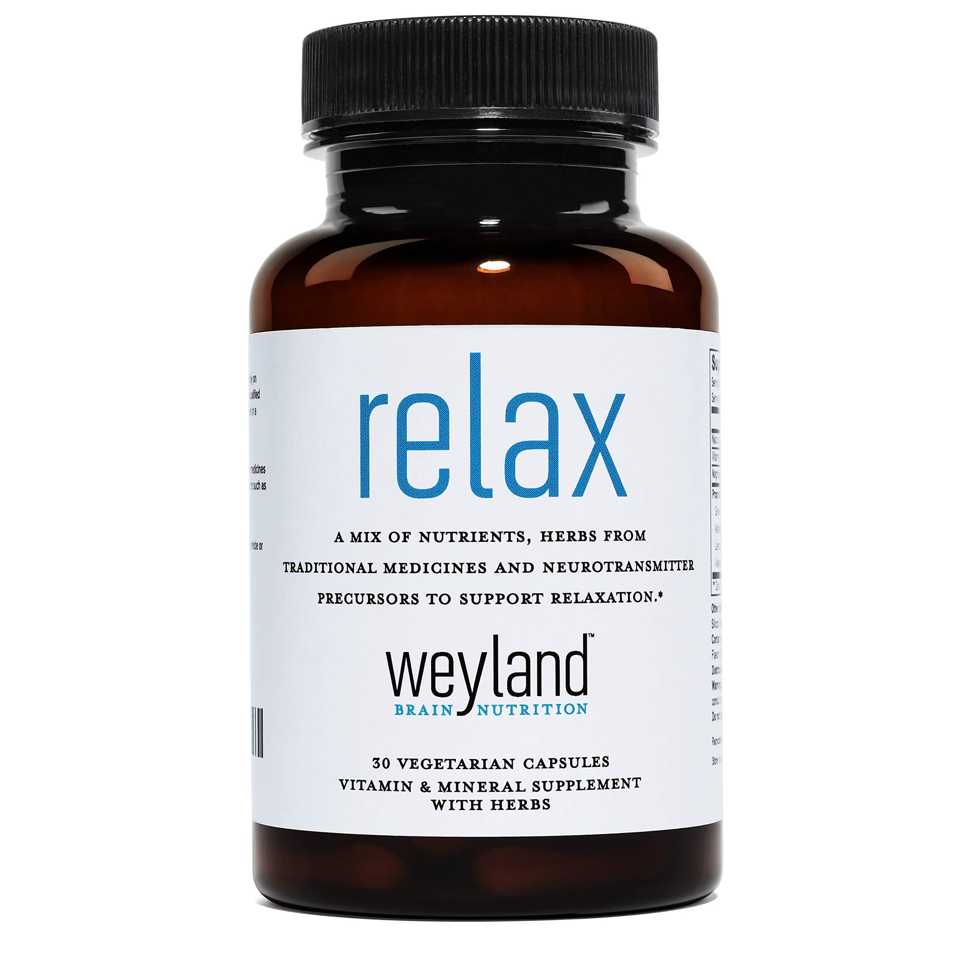 Weyland Brain Nutrition Relax - Natural Sleep Supplement with GABA, L-Theanine, Valerian Root, 5-HTP, Lemon Balm – Calm and Relaxation Aid, Capsule, 1 Count