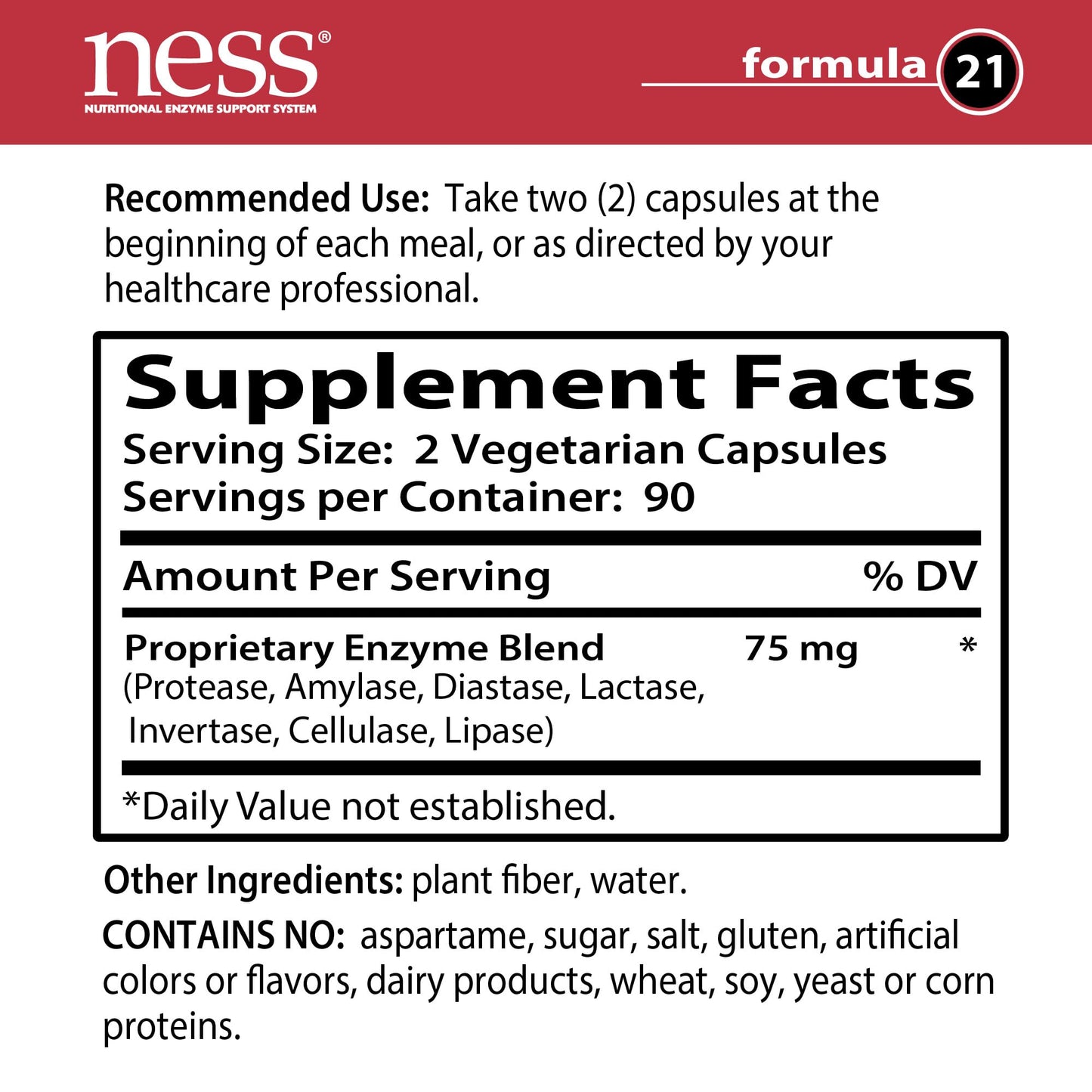 NESS Sugar Digest Multi-Enzyme Digestive Supplement Capsules 180
