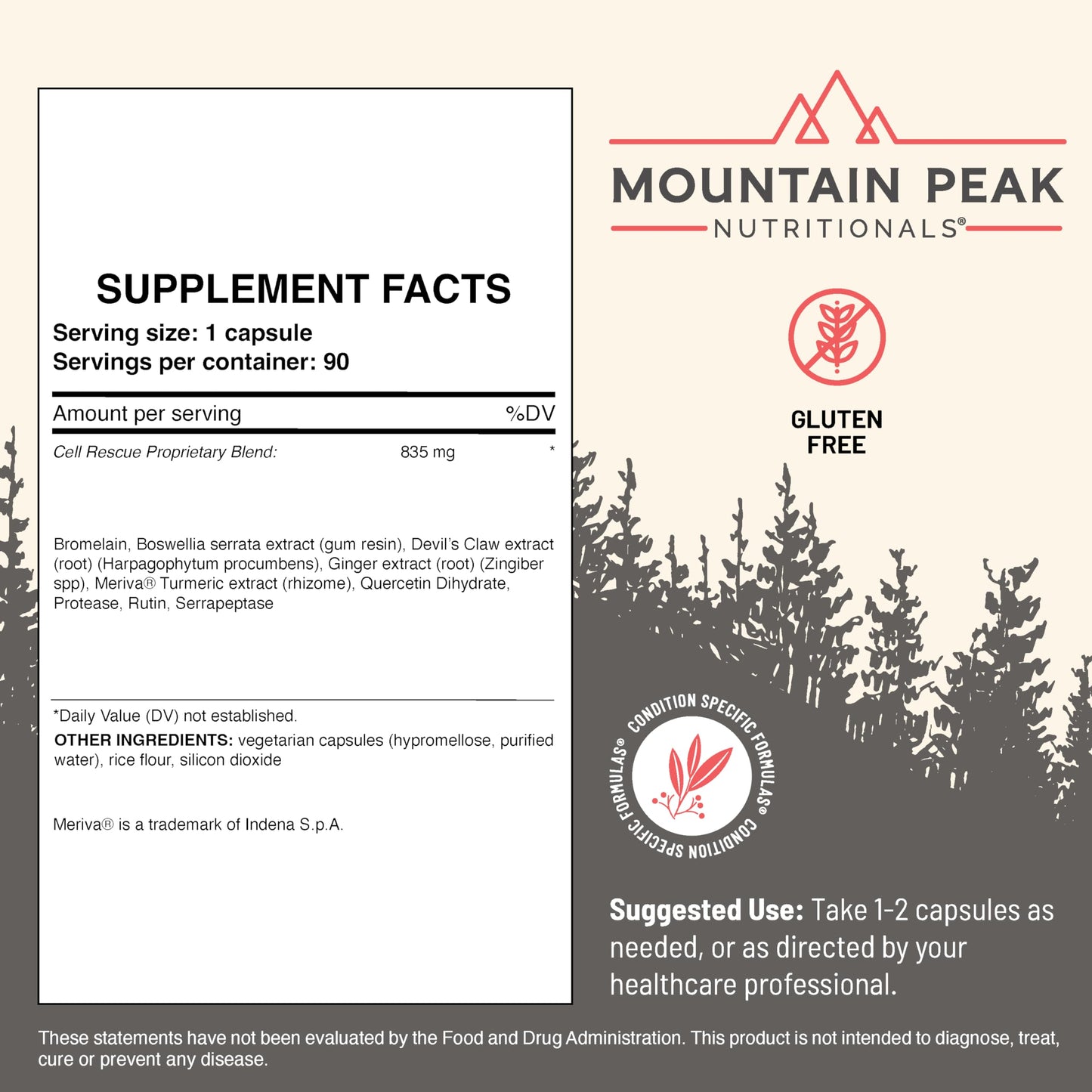 Mountain Peak Nutritionals Cell Rescue Turmeric Ginger Bromelain Capsule 1 Count