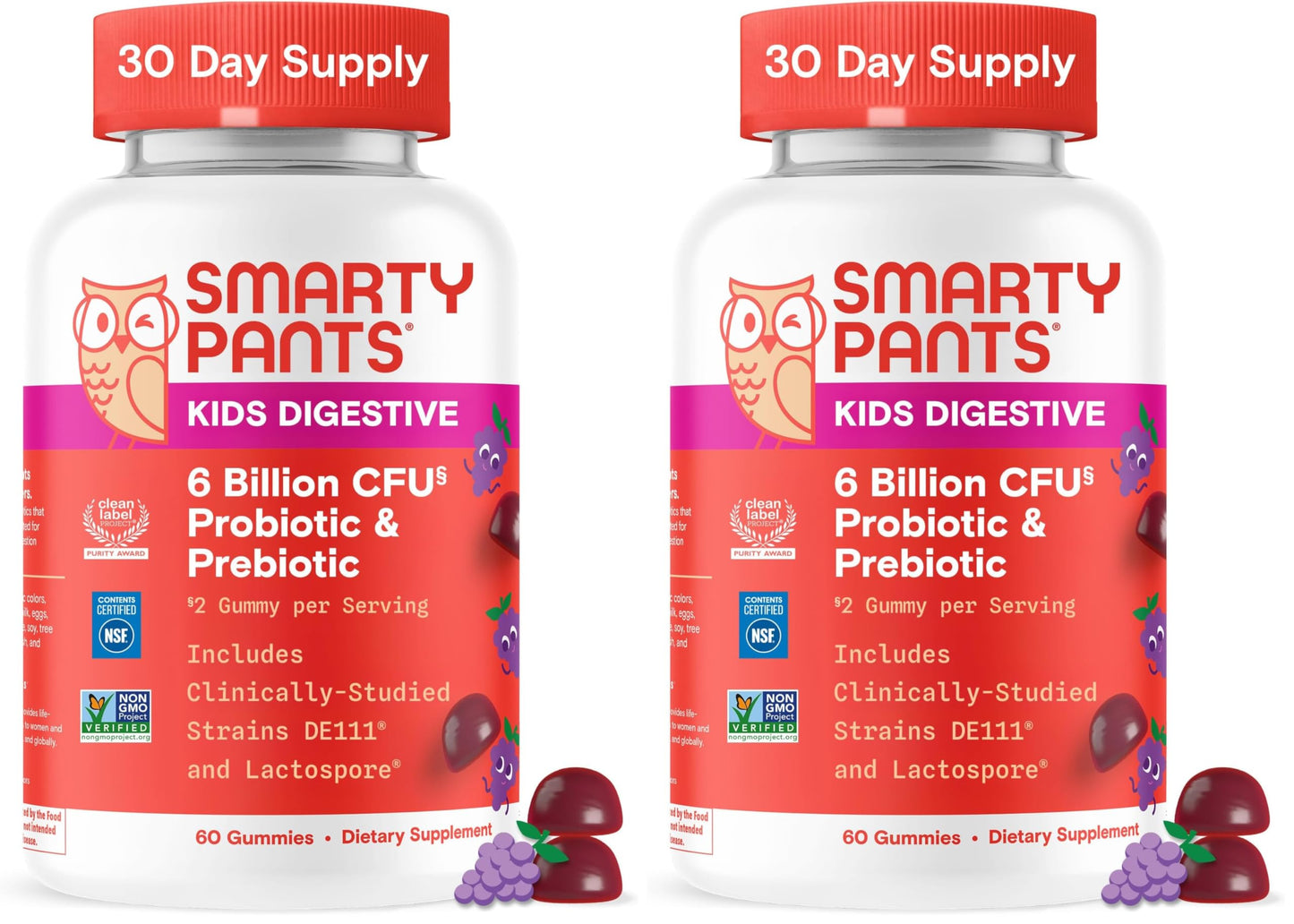 SmartyPants Kids Probiotic & Prebiotic Gummies for Digestive Health: Gut Health Supplement, Clinically Studied Prebiotic for Immune Support, 120 Gummies