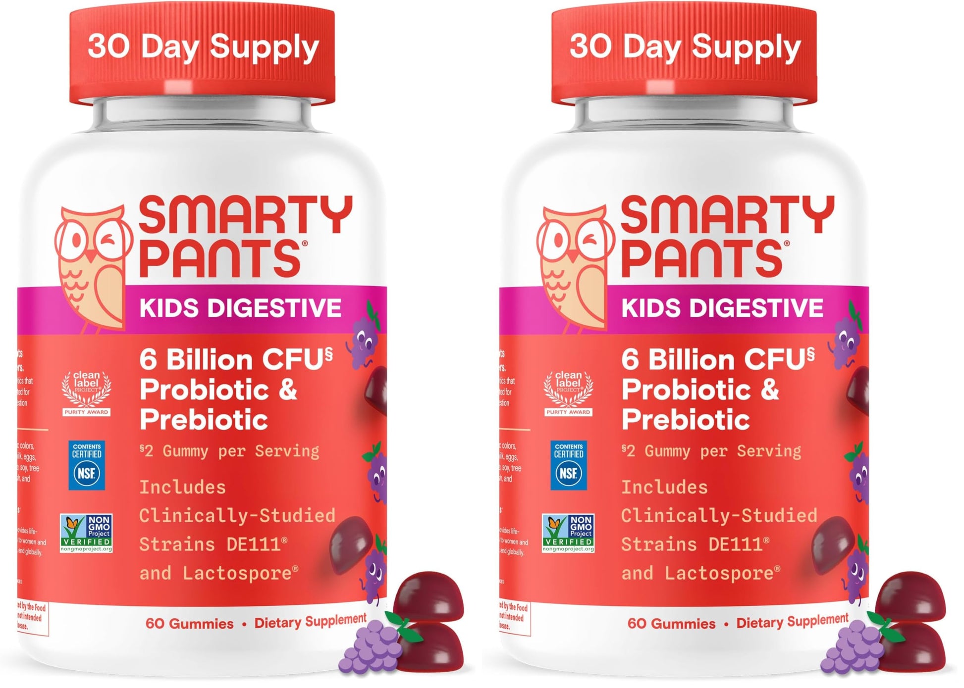 SmartyPants Kids Probiotic & Prebiotic Gummies for Digestive Health: Gut Health Supplement, Clinically Studied Prebiotic for Immune Support, 120 Gummies