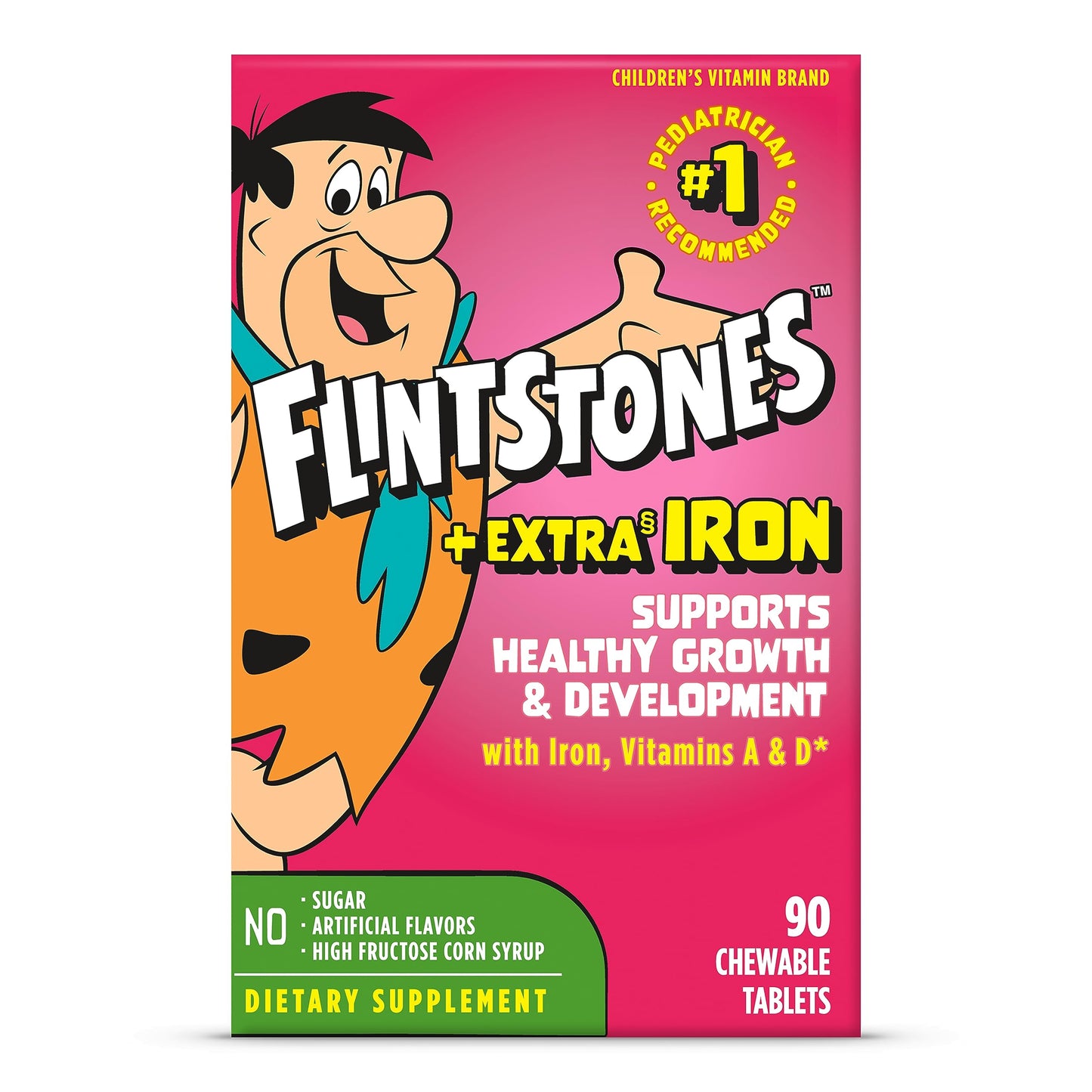 Flintstones Vitamins Chewable Kids Multivitamin with Vitamin C, D, B12 & Iron for Toddlers, 90 Count