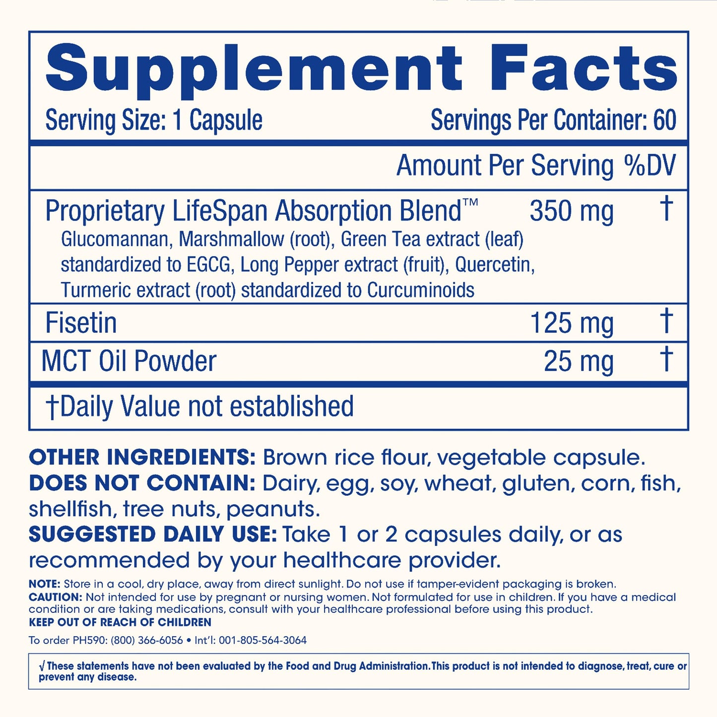 ProHealth Fisetin 125mg Capsule, 60 Count