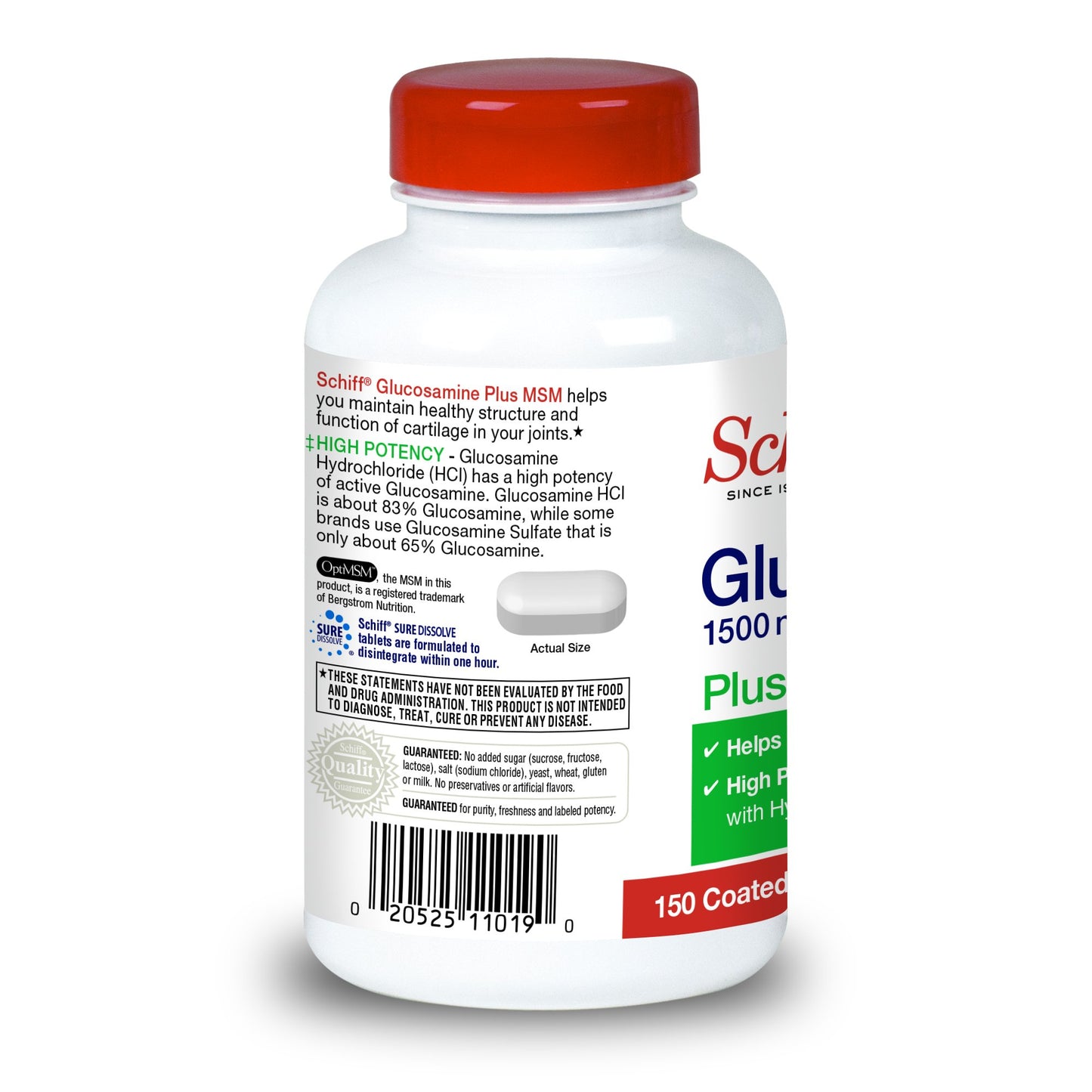 Schiff Glucosamine 1500mg Plus MSM 1500mg and Hyaluronic Acid Softgels 150 Count