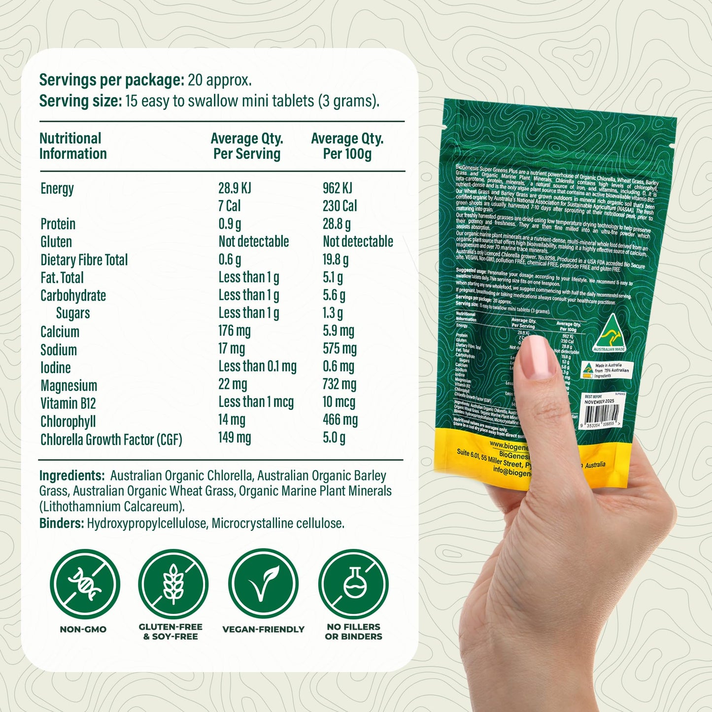 Biogenesis SuperGreens Plus Tablets 300 Count