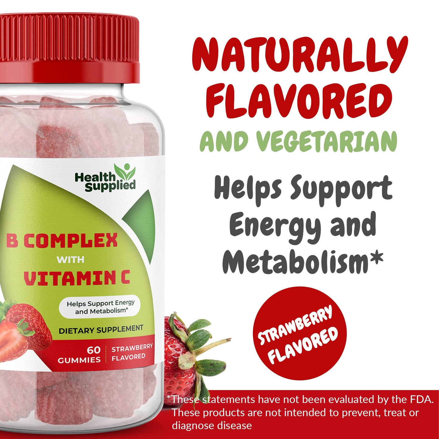 Health Supplied Vitamin B Complex with Vitamin C Gummies, 60 Count