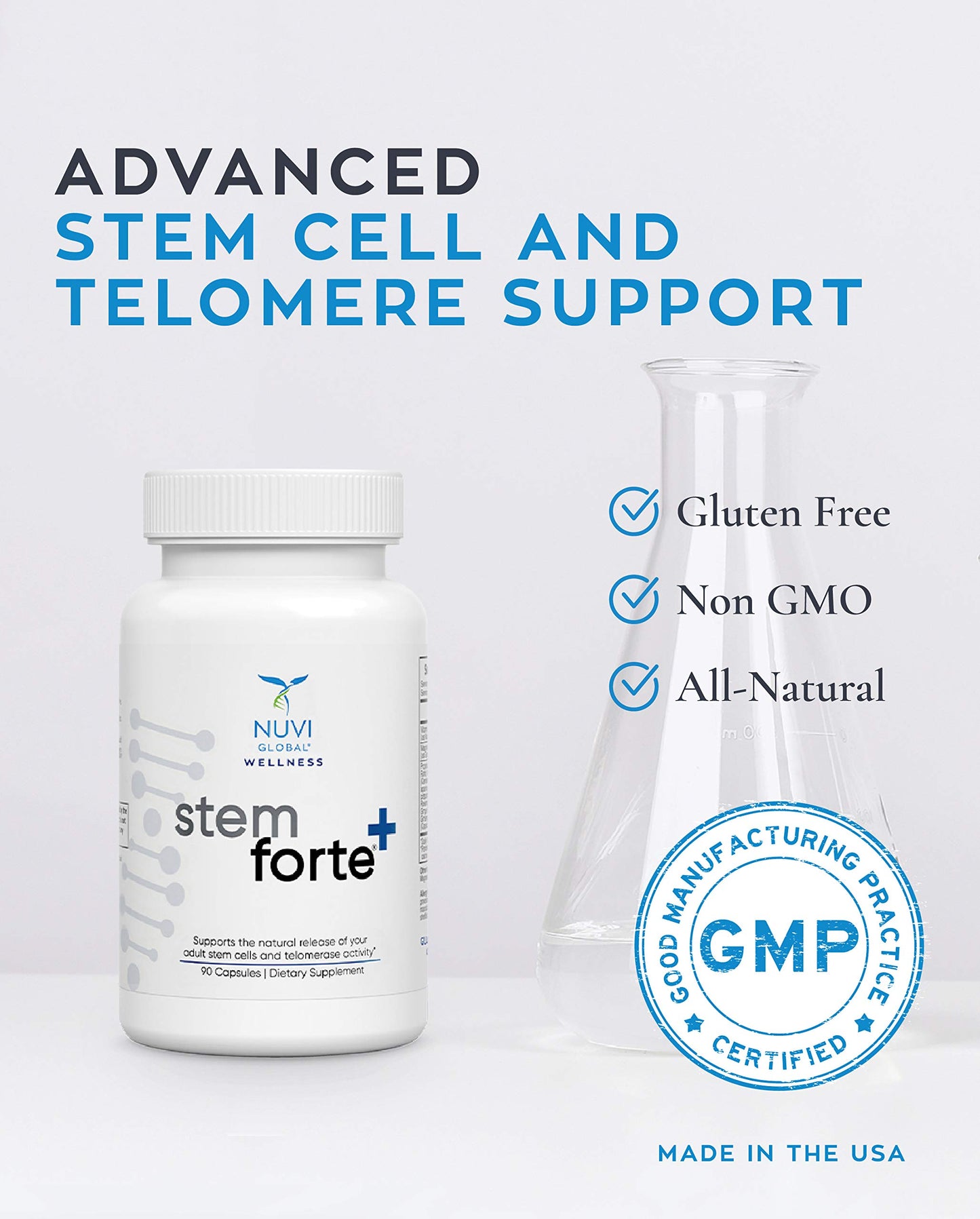 NuVi Global Stemforte Plus Stem Cell & Telomere Supplements, 90 Capsules