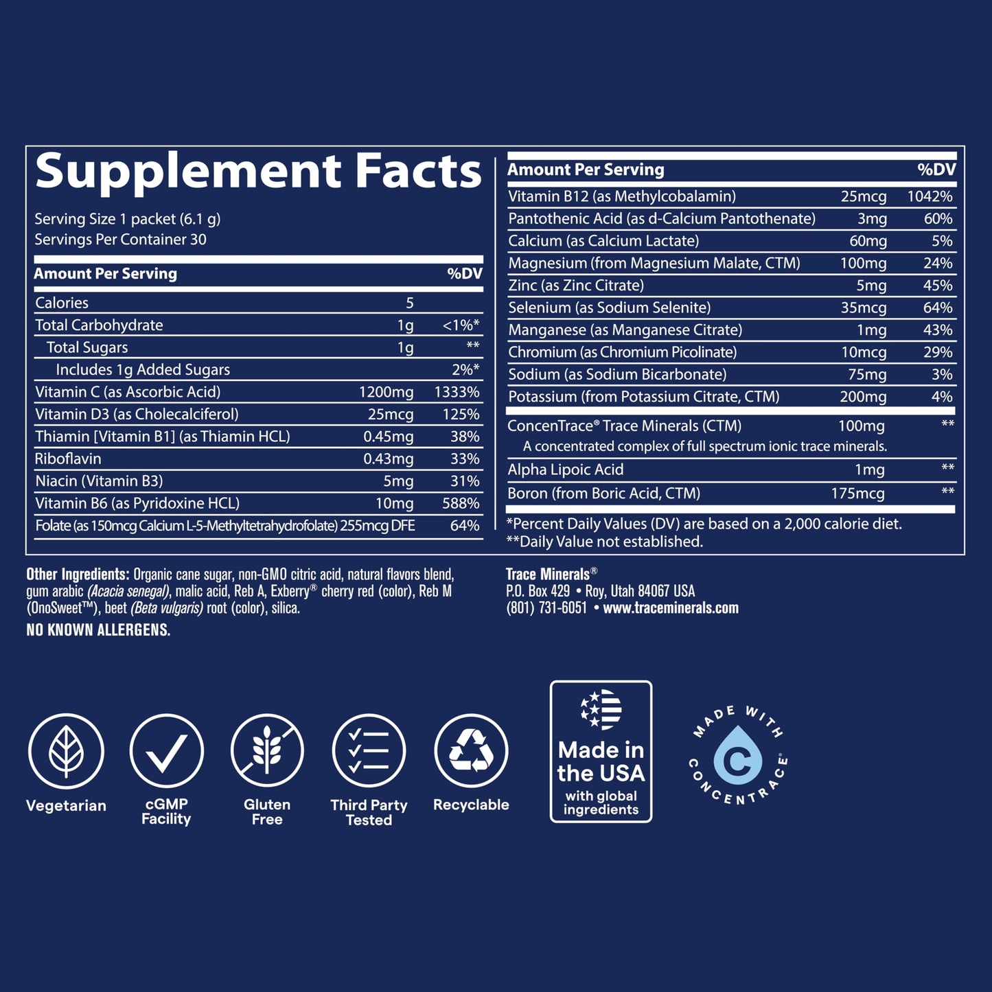 Trace Minerals Power Pak Electrolyte Powder Packets Watermelon 5.4 oz