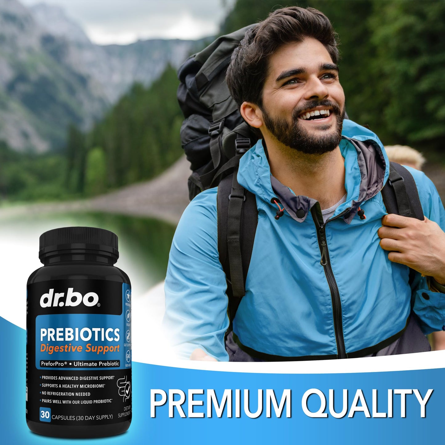 DR. BO Prebiotics Digestive Gut Support Capsules, 30 Capsules