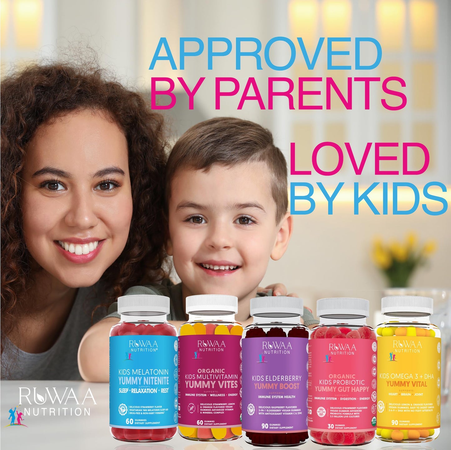 RUWAA NUTRITION Daily Probiotics for Digestive Health Organic Probiotic Gummies for Kids, Vegan, 30 Count