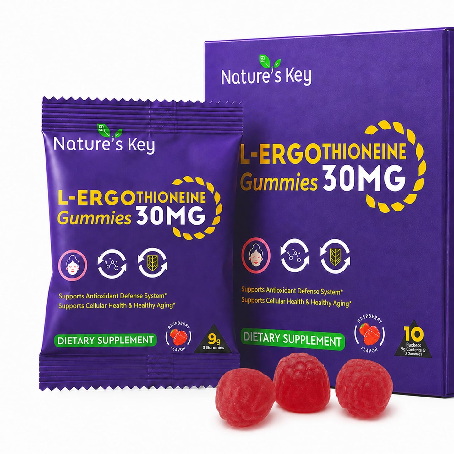 Nature's Key Ergothioneine Gummies, 10 Pouches