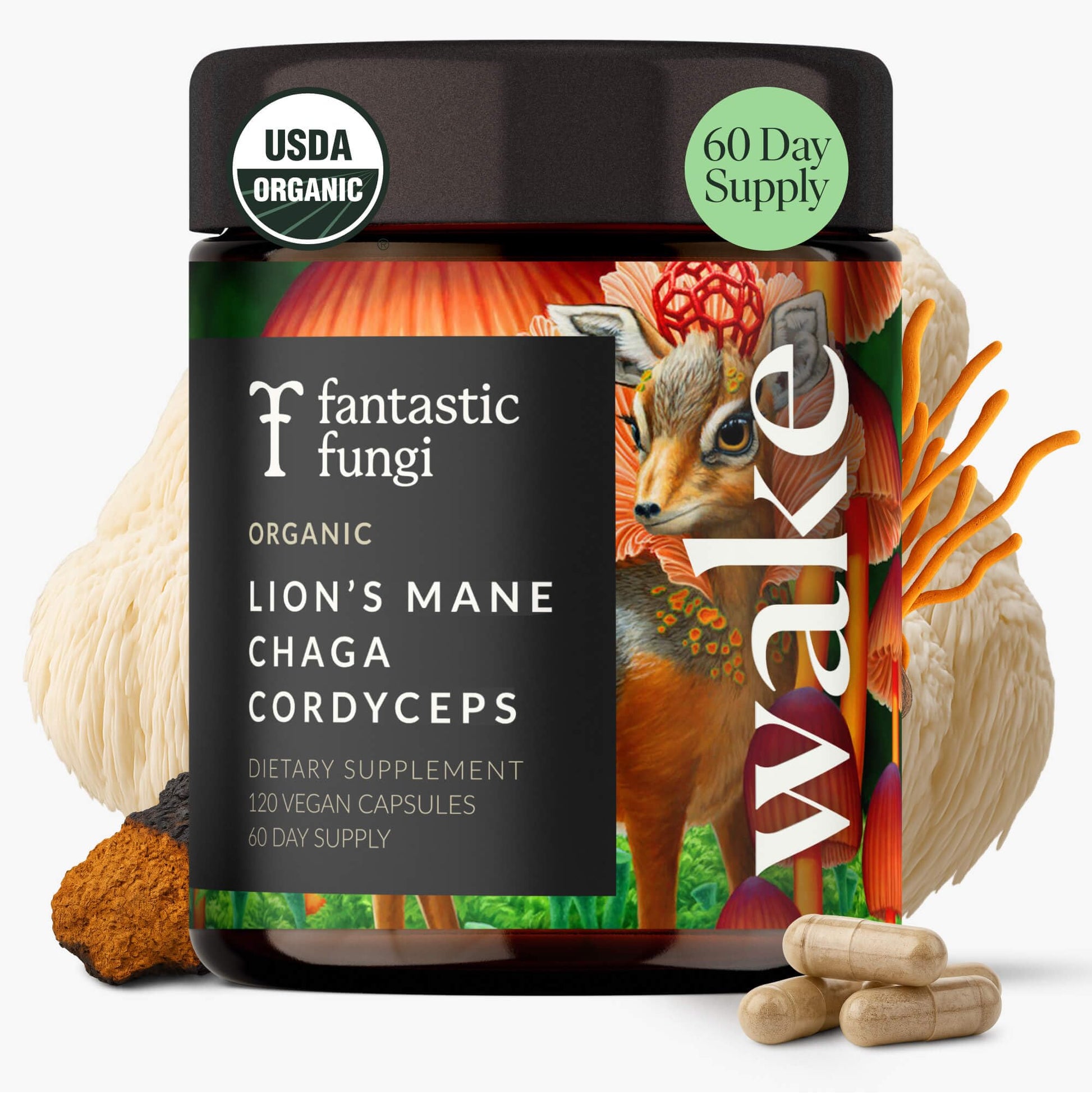 Fantastic Fungi Lions Mane, Cordyceps and Chaga Mushroom Blend Capsules 120 Capsules