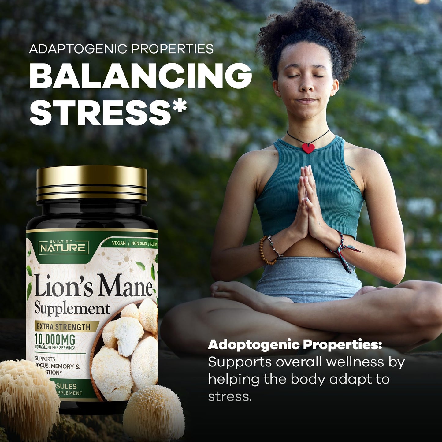 Built by Nature Lion’s Mane Extra Strength Mushroom Supplement for Nootropic Brain Support – Focus, Memory and Cognitive Function – Non-GMO, Gluten-Free, Vegan, 60 Capsules