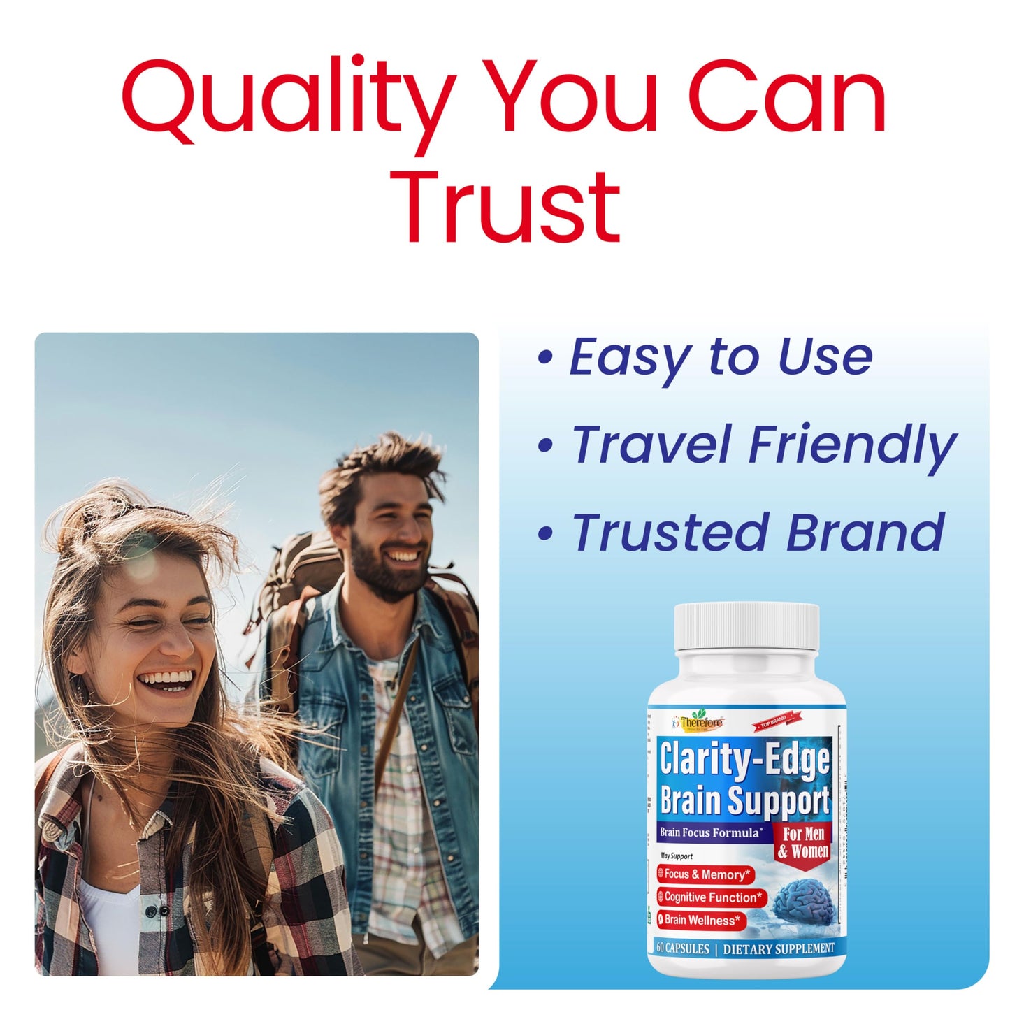 Therefore Clarity Edge Brain Supplement for Focus, Memory, Mental Clarity, Cognitive Support and Concentration with Phosphatidylserine and L-Tyrosine, 30 Capsules
