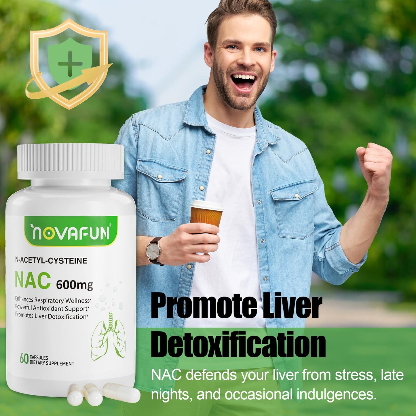 Novafun N-Acetyl Cysteine (NAC) 600mg Capsules, 60 Count