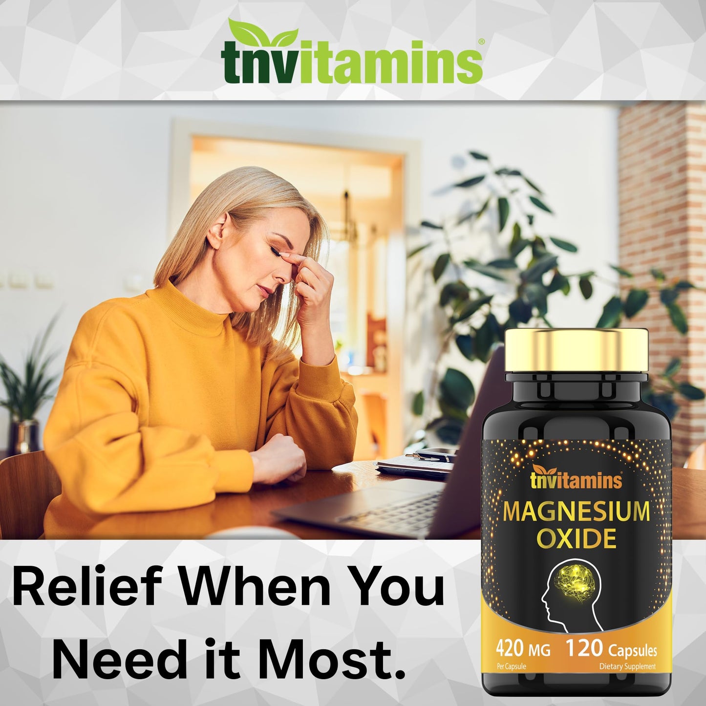 tnvitamins Magnesium Oxide 420mg 120 Capsules