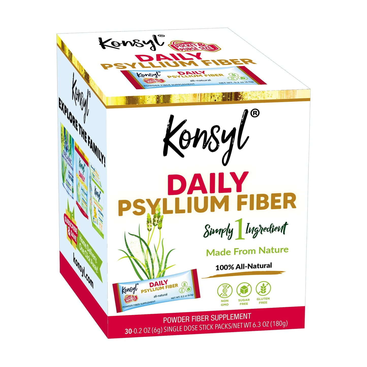 Konsyl Daily Psyllium Fiber Powder, 6.3 Ounce