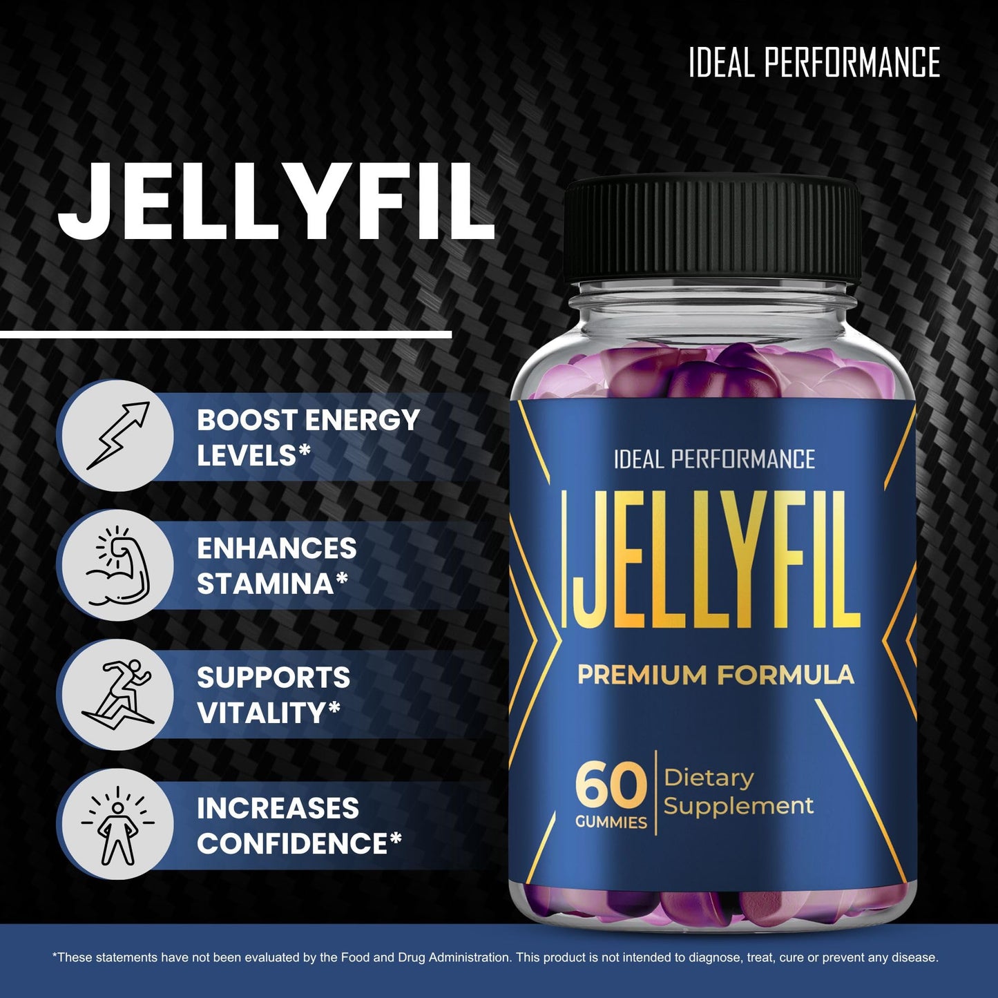 Ideal Performance Jellyfil Gummies 180 Gummies, All Natural Ingredients, Maximum Strength Daily Energy & Wellness Support